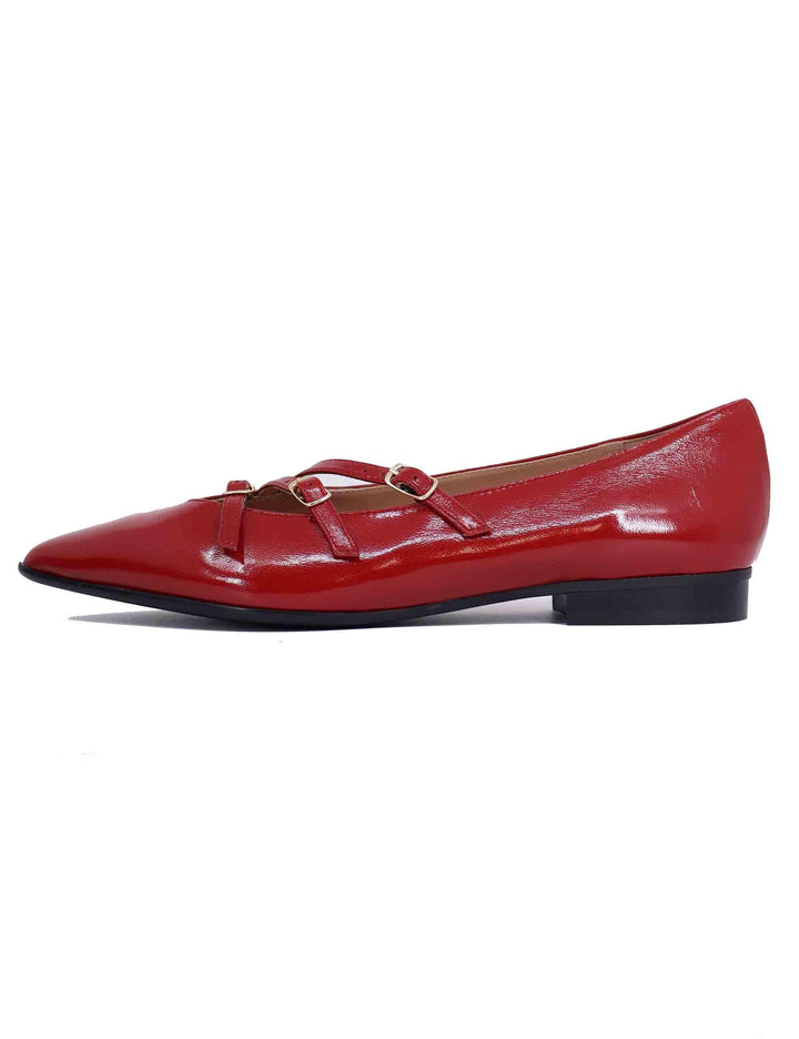 Ballerine donna in pelle rossa con doppio cinturino SPY9216-M 022 Spatarella 