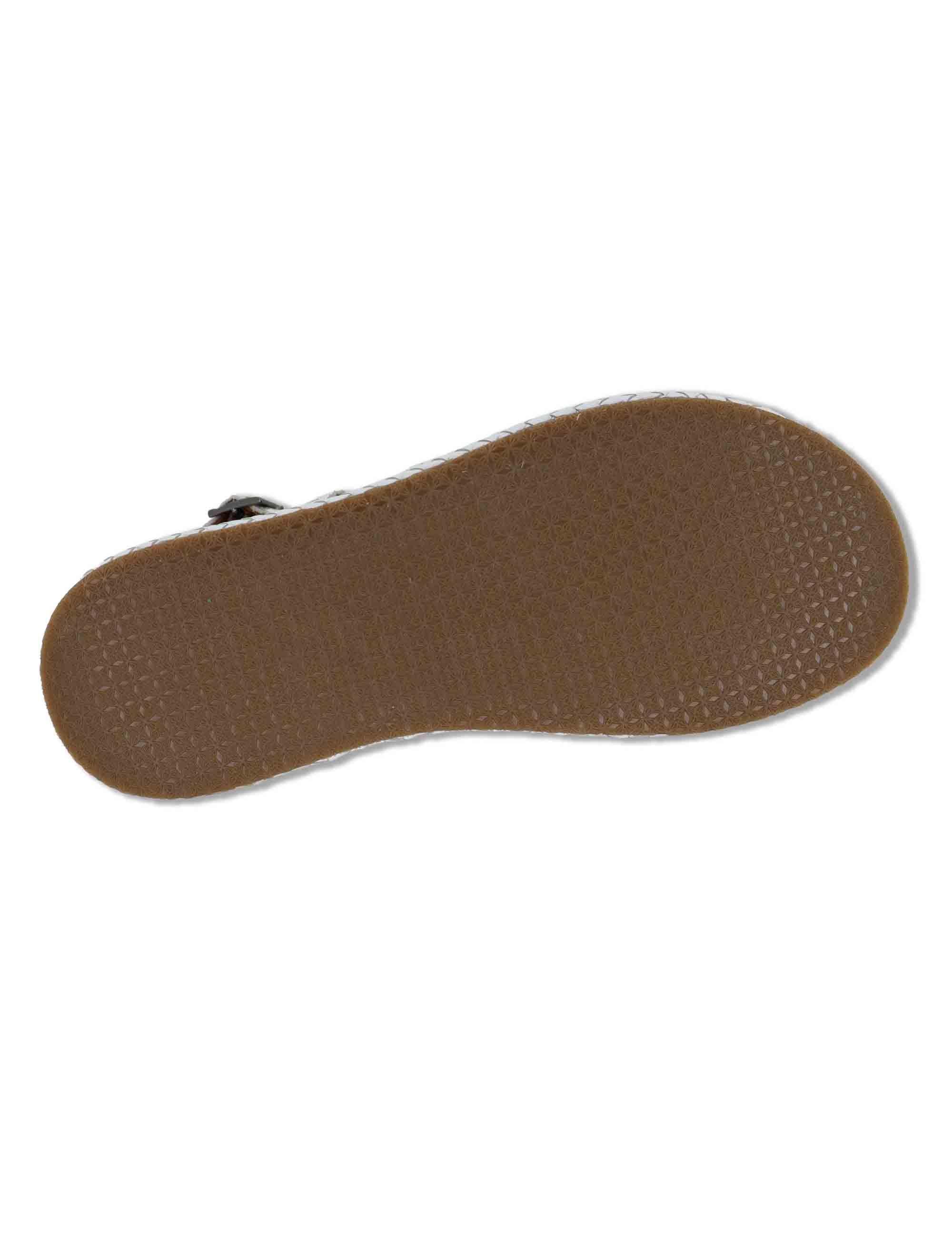 Sandali donna in pelle intrecciata bianca con zeppa e cinturino posteriore WD511R04 500013 Vueva 