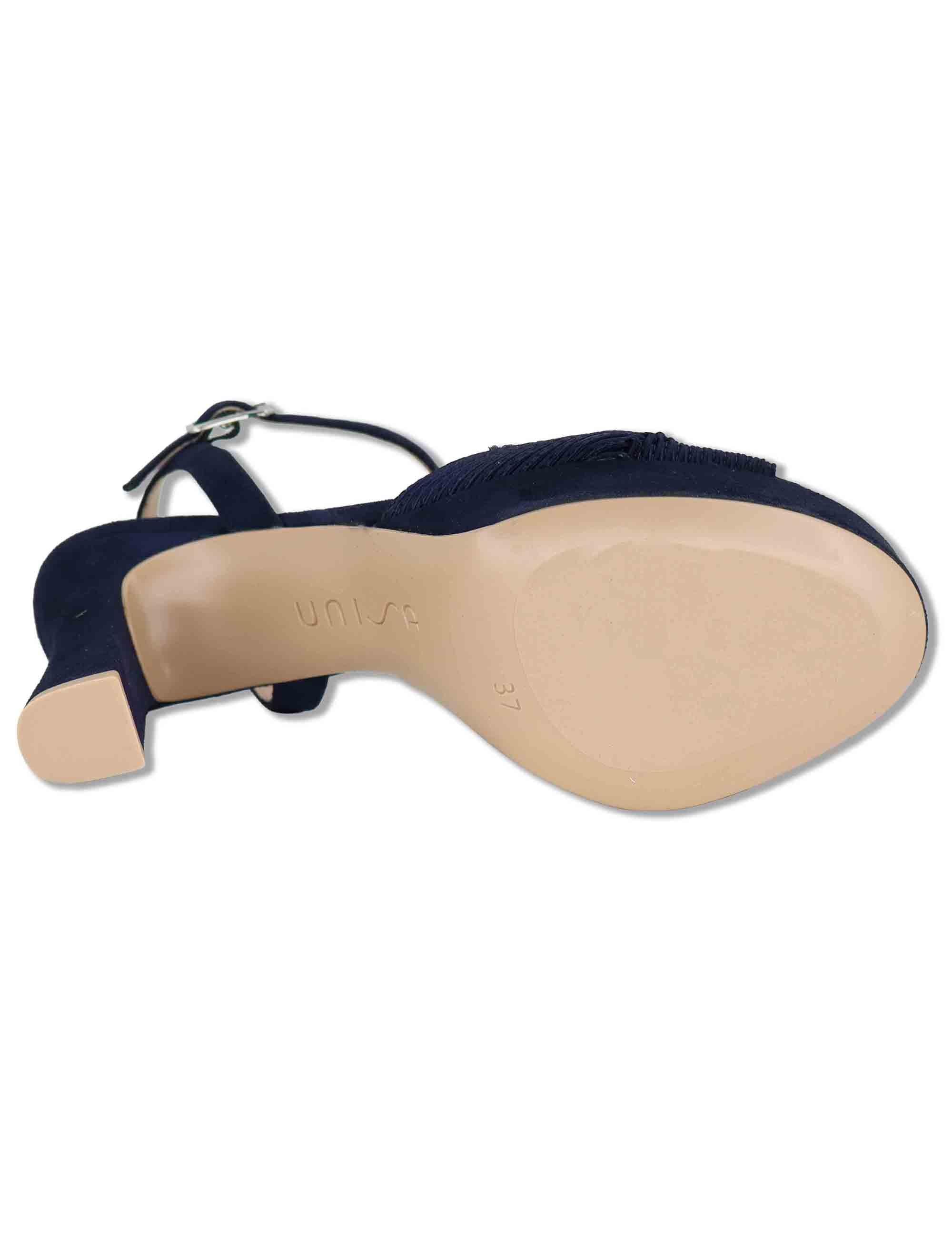 Sandali donna in pelle e tessuto blu con cinturino tacco alto e plateau OJEDA SOU OCEAN Unisa 