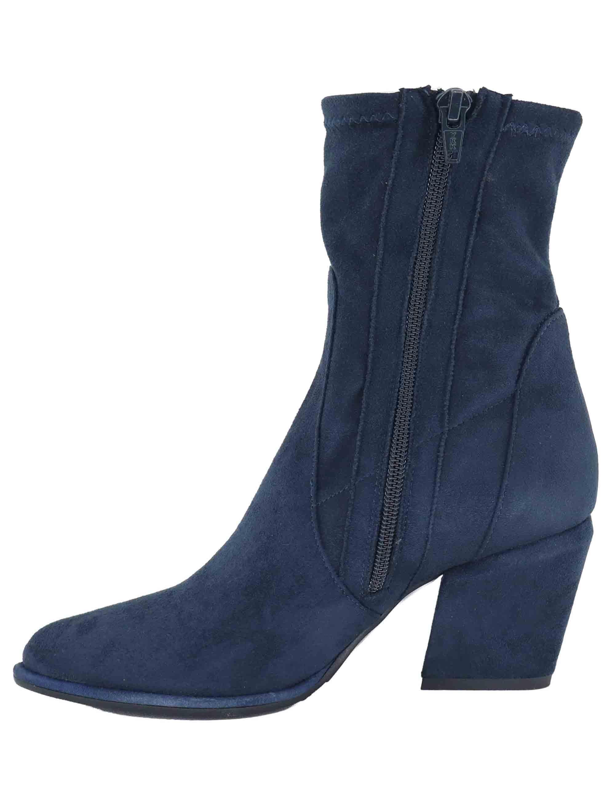 Stivaletti donna in alcantara blu con zip laterale SP1030 002 Spatarella 