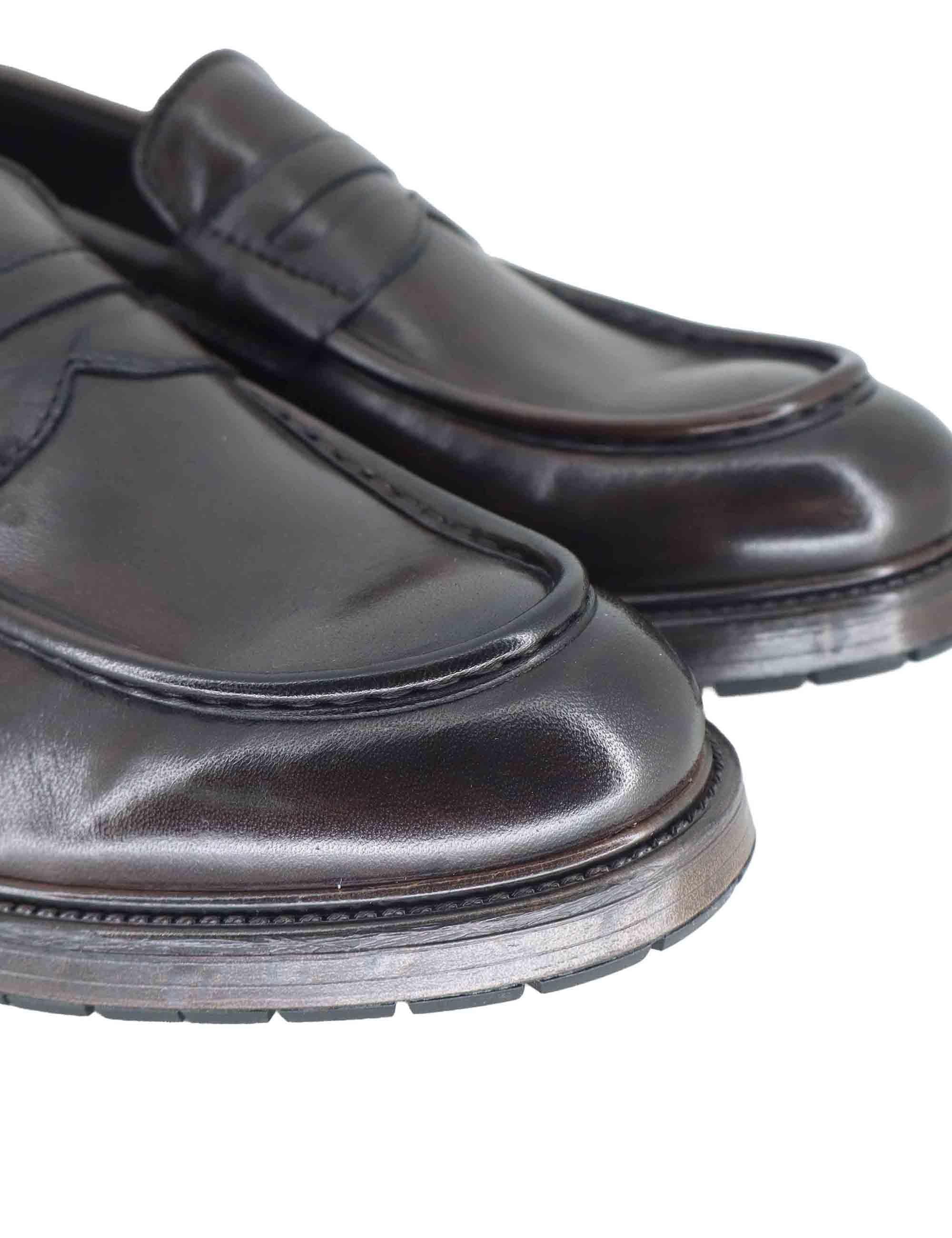 Mocassini uomo in pelle marrone con suola in gomma SPGB2070 014 Spatarella 