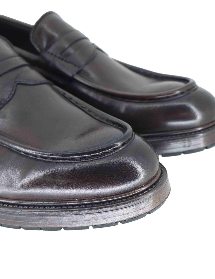 Mocassini uomo in pelle marrone con suola in gomma SPGB2070 014 Spatarella 