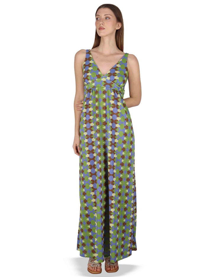 Abiti donna Empire Dress in jersey stampato turchese a fantasia JABAB0001-F1505-1261 6090 Justmine 