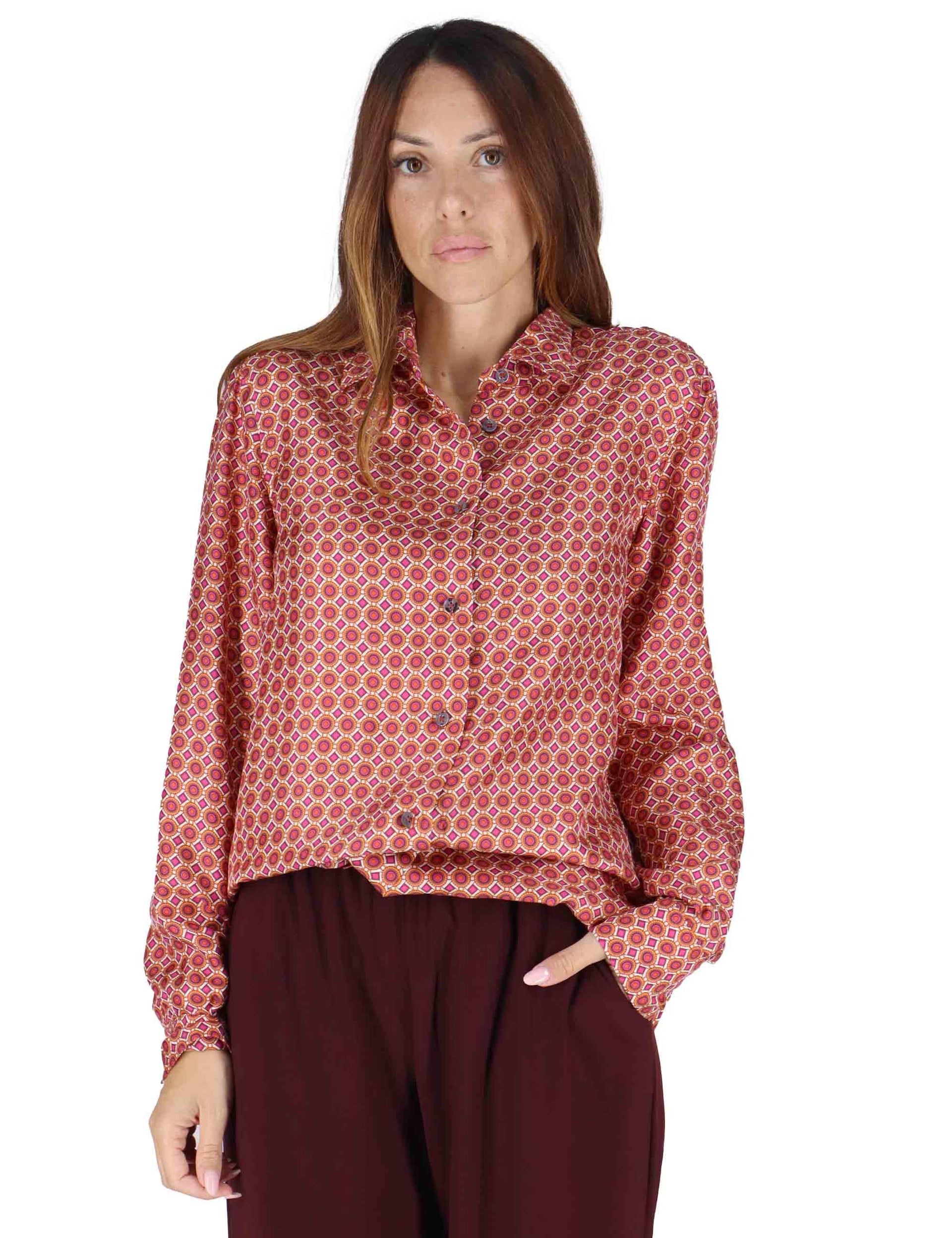 Camicie donna Collection Print in pura seta rossa a fantasia JM214431031 B3028 Maliparmi 