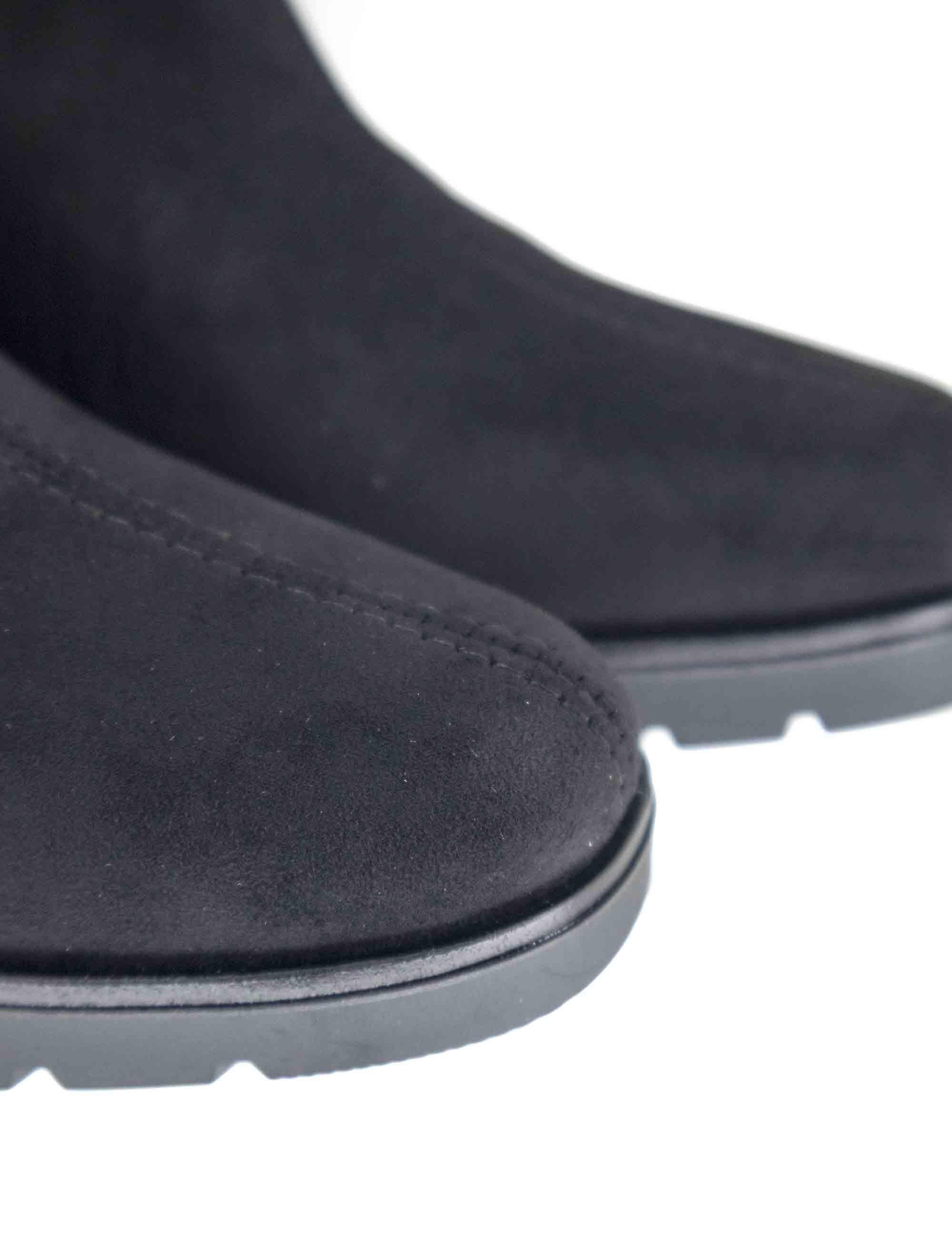 Stivali donna in tessuto elasticizzato nero con tacco e plateau 78173-AE 05 Miss Elastic 