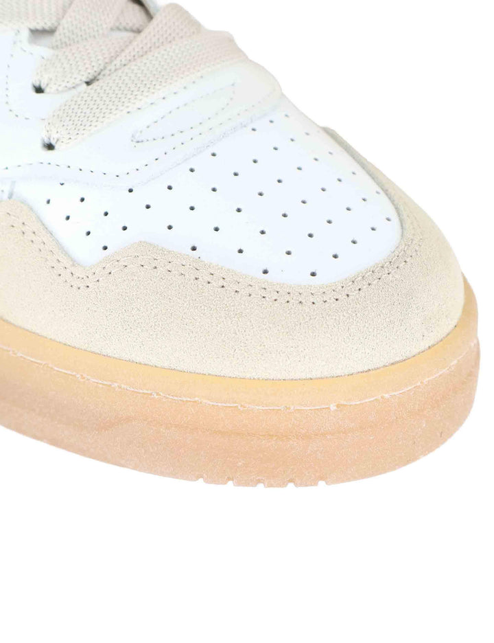 Sneakers donna in pelle off white con riporti in camoscio SP56529 100 Spatarella 