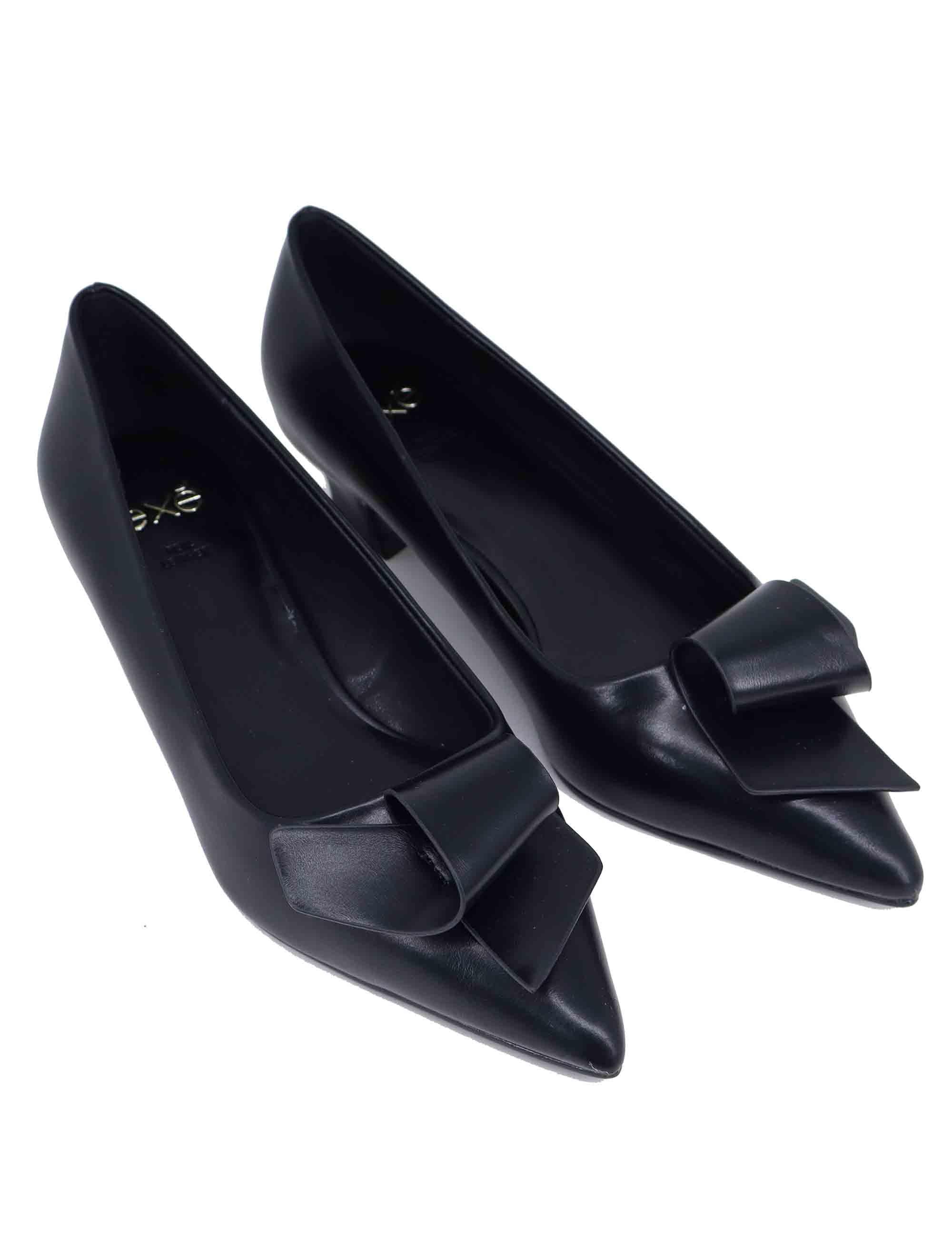 Decollete Donna in Eco Pelle Nera Tacco Basso Exe T17000922001 001