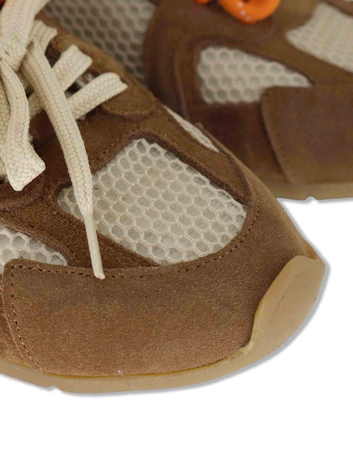 Sneakers donna in camoscio avorio e tessuto con suola bassa in gomma SP60133 200 Spatarella 