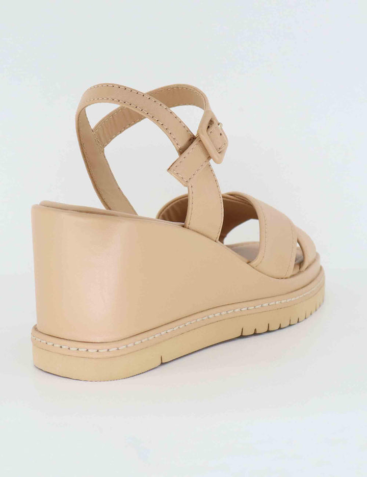Sandali donna in pelle beige con zeppa alta BL5302X 017G Bruno Premi 