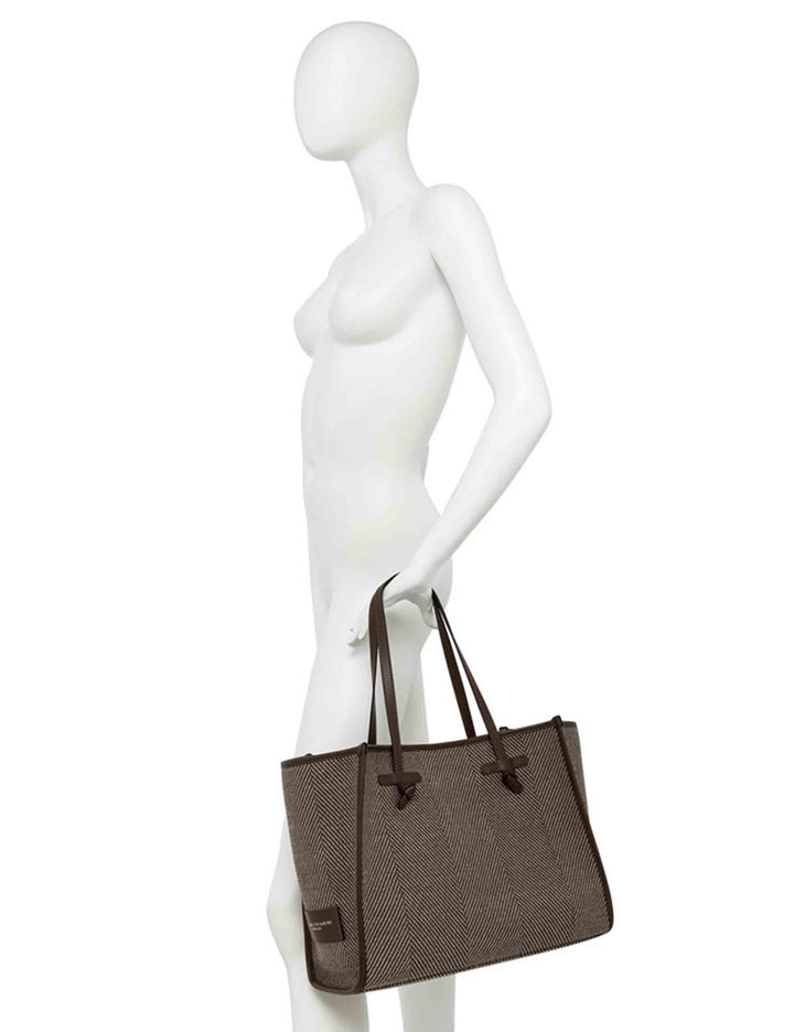 Borse donna Marcella in tessuto lana spigato nero con doppi manici BS6850 SPIGA NERO Marcella Club 