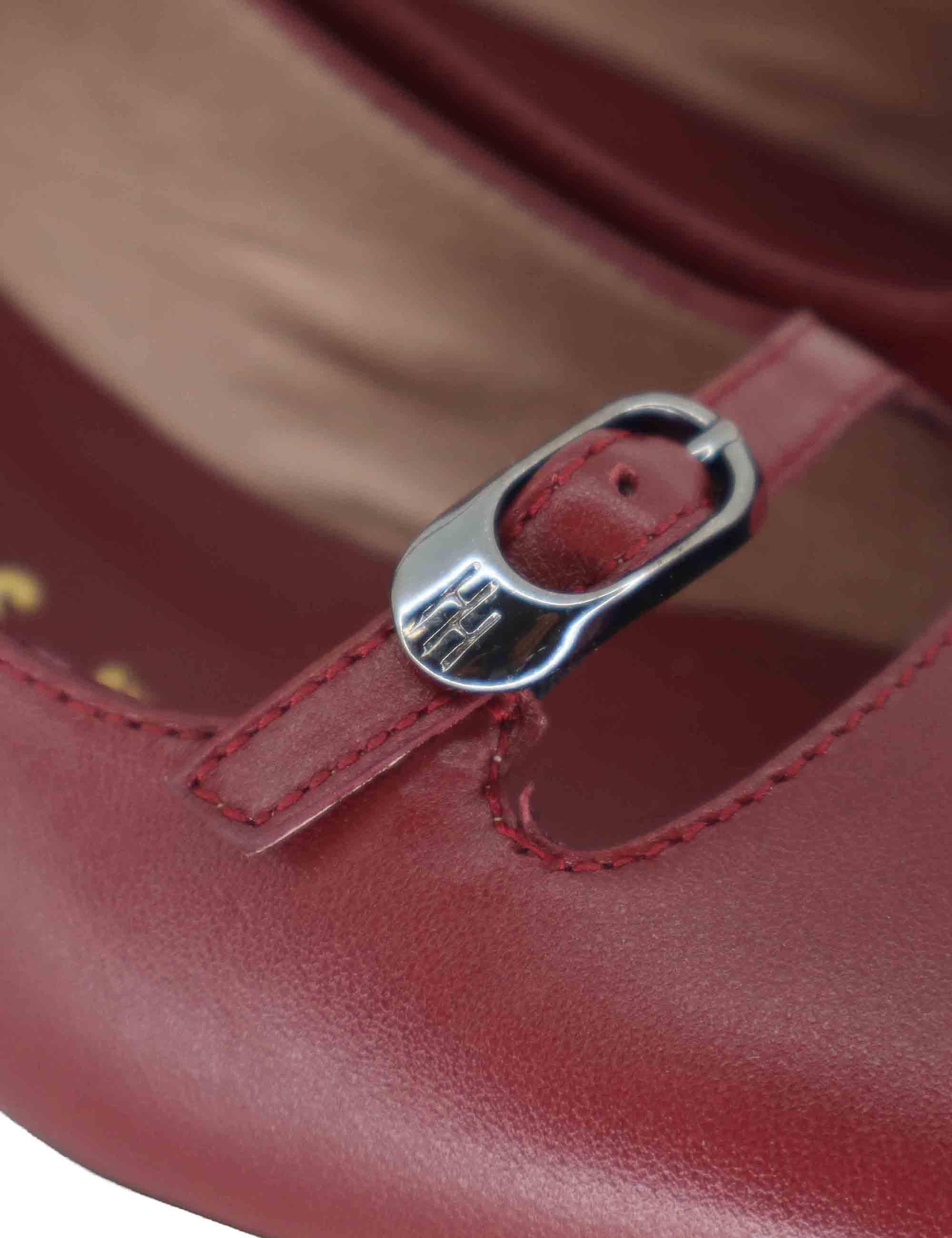 Decollete donna in pelle bordeaux con doppi cinturini e tacco basso HI254207 C003 Hispanitas 