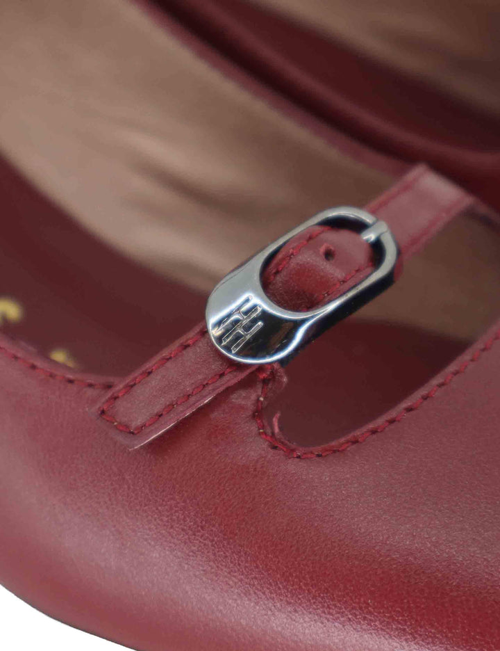 Decollete donna in pelle bordeaux con doppi cinturini e tacco basso HI254207 C003 Hispanitas 