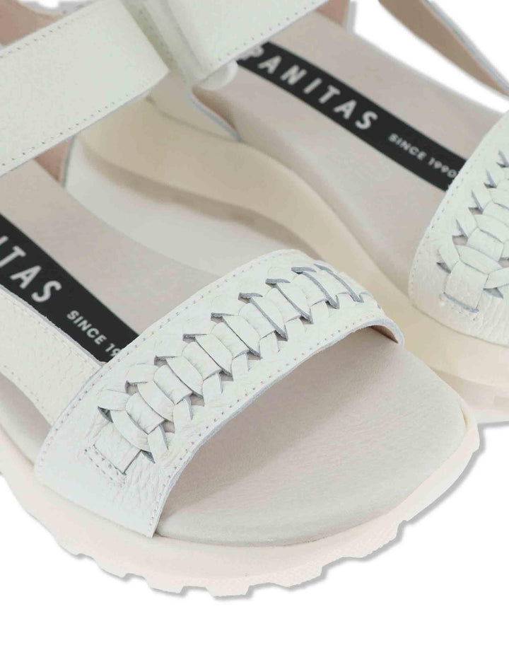 Sandali donna in pelle bianca con fascia trasversale e suola running HV264521 PANNA Hispanitas 