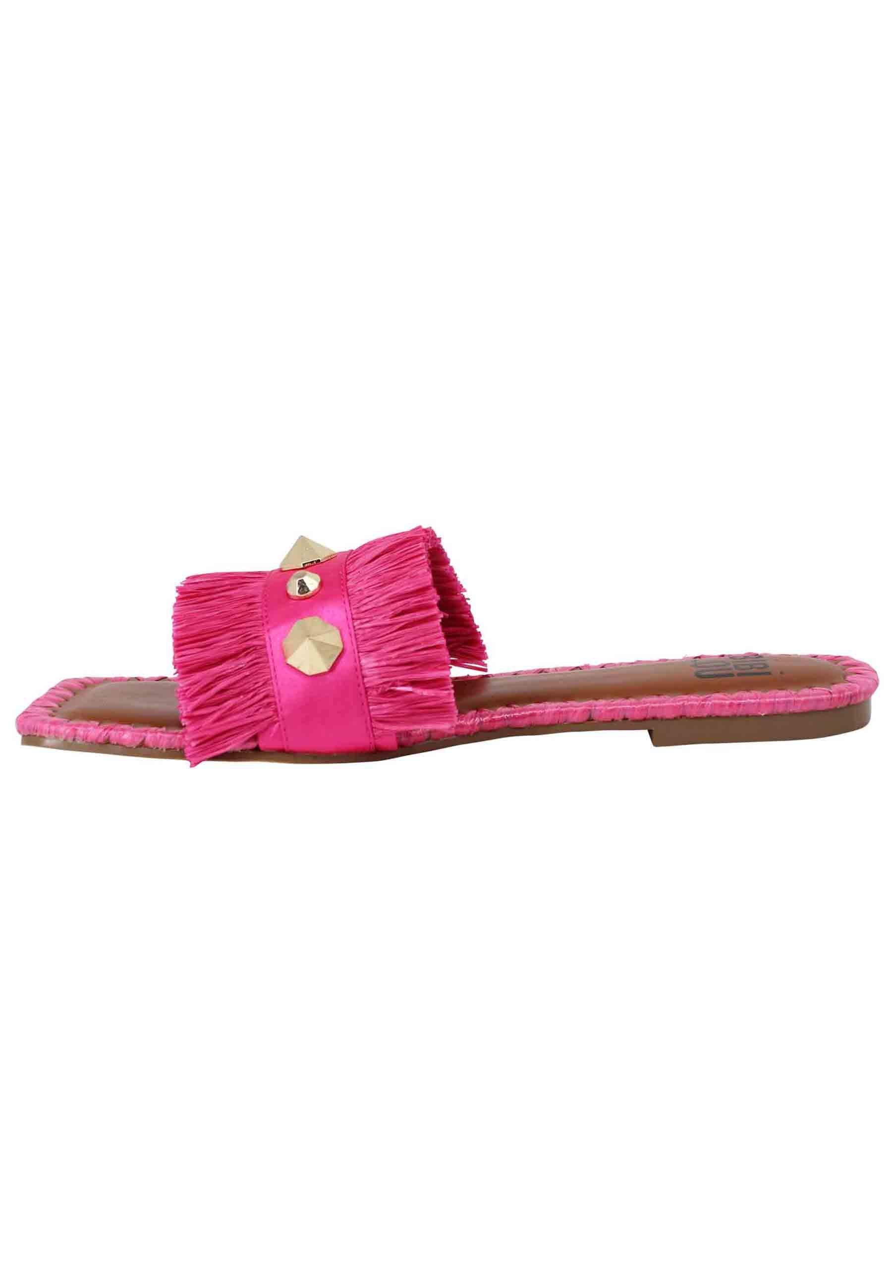 Sandali flat Alexis donna tessuto sfrangiato fuxia con borchie 891Z69HG 053 Bibi Lou 