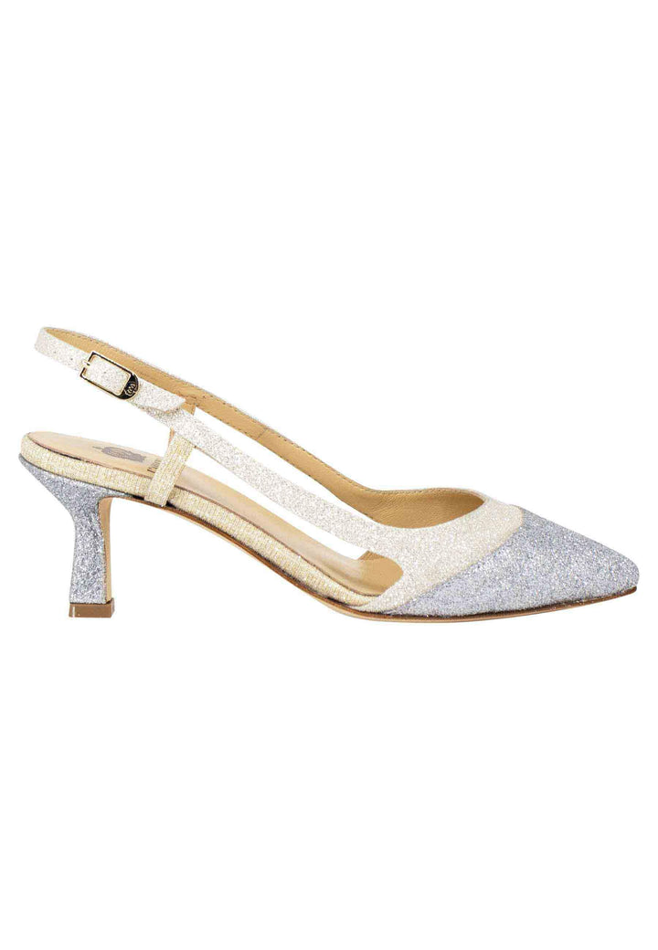 Decollete slingback donna in tessuto argento e oro CH1603/RT 604 L'Arianna 