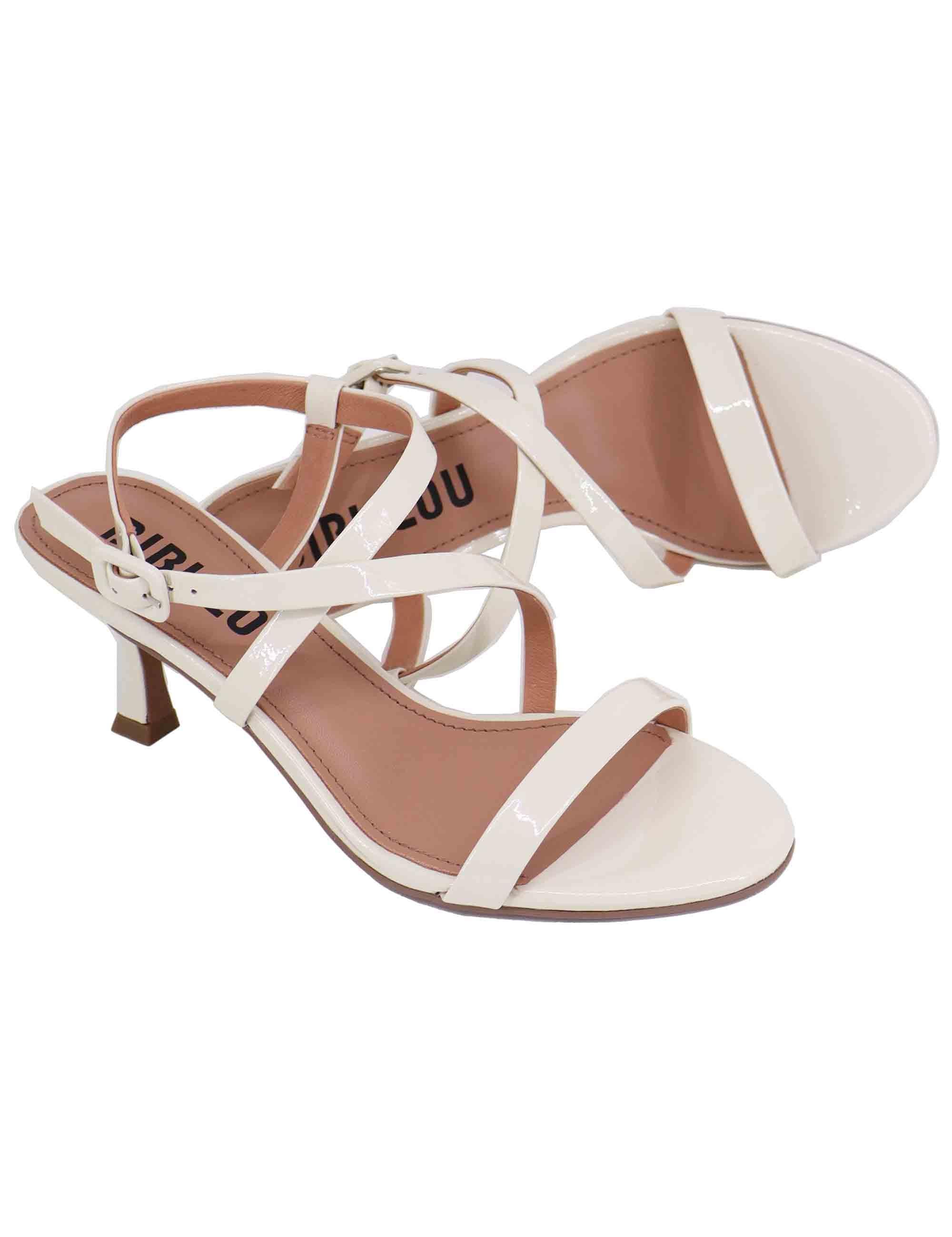 Sandali slingback donna Nica in vernice bianca tacco medio 504Z21VK 100 Bibi Lou 