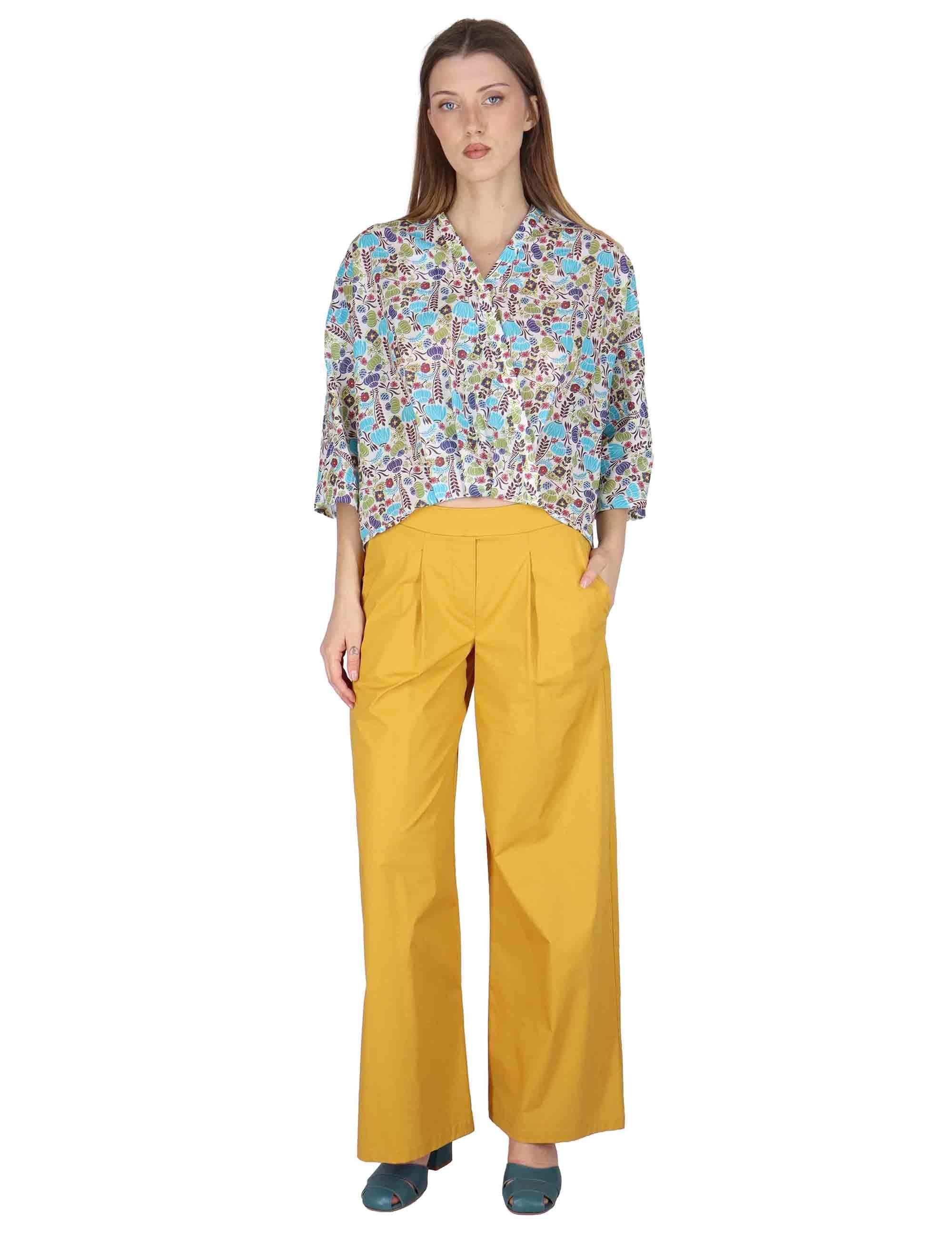 Camicie donna Batwing Shirt with Ribbon in cotone turchese a fantasia JABCM0001-F1491-1229 6005 Justmine 