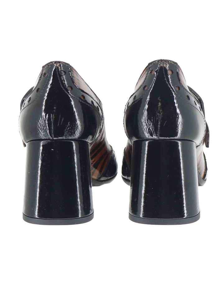 Decollete donna in pelle vernice animalier con cinturino sul collo piede 5122Z 001 Les Venues 