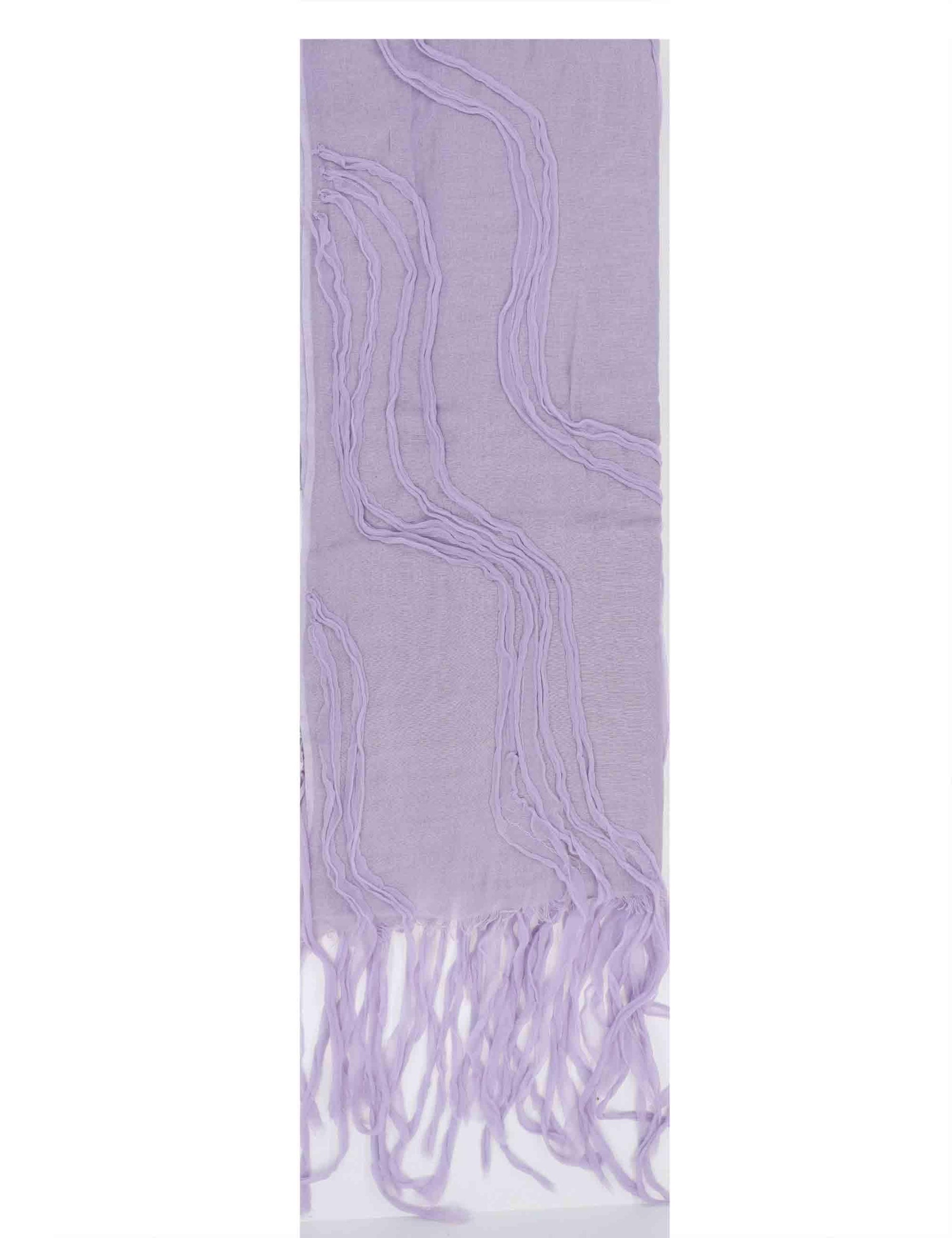 Stole maxi donna in misto cotone lilla con frange lughe Perth 60260060 0017 Pyaar 