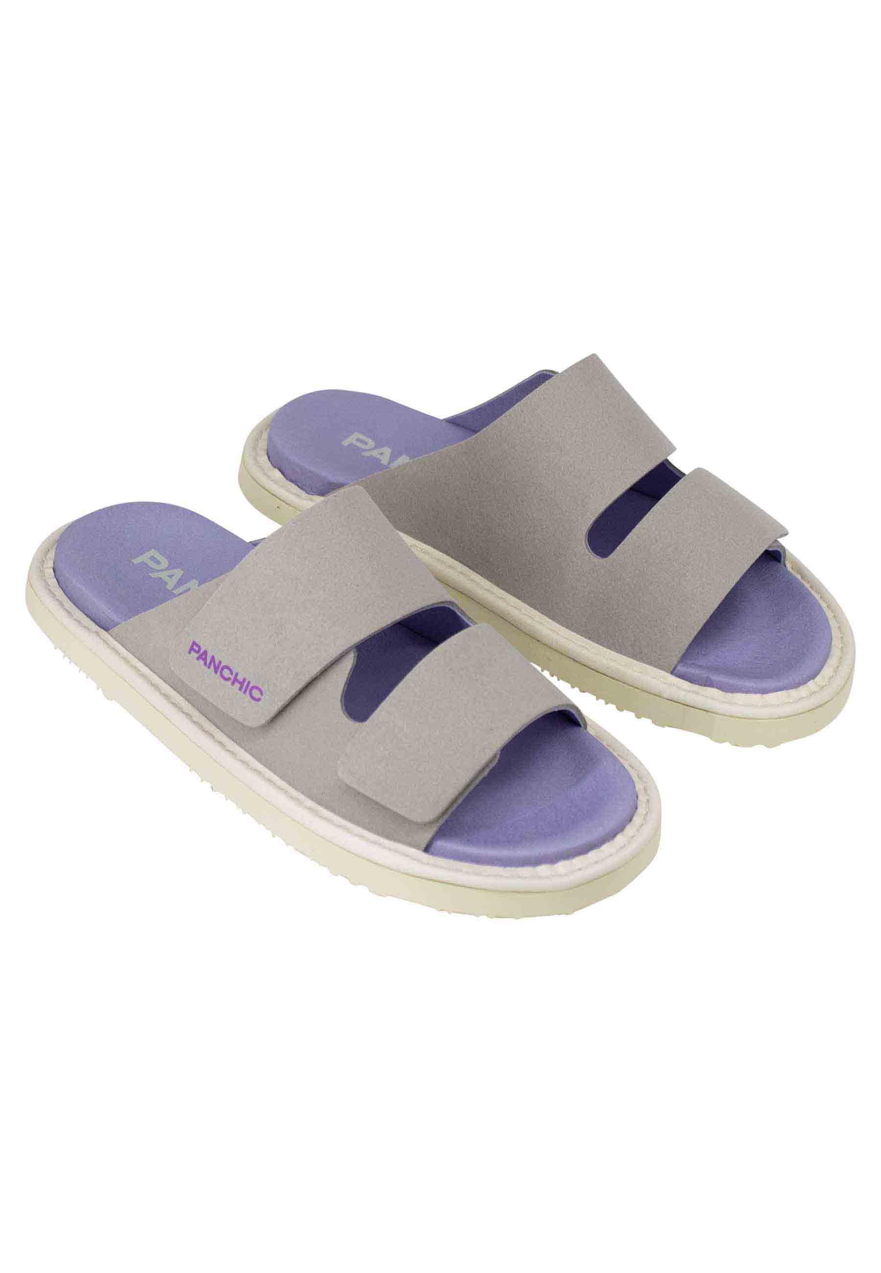 Sandali donna a doppia fascia in tessuto grigio fondo gomma 0009V001 P65 W003G Panchic 