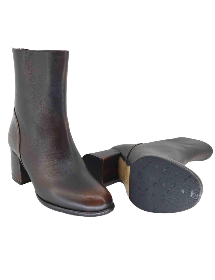 Stivaletti donna in pelle marrone con tacco medio e zip posteriore TR2601 014 L'Arianna 