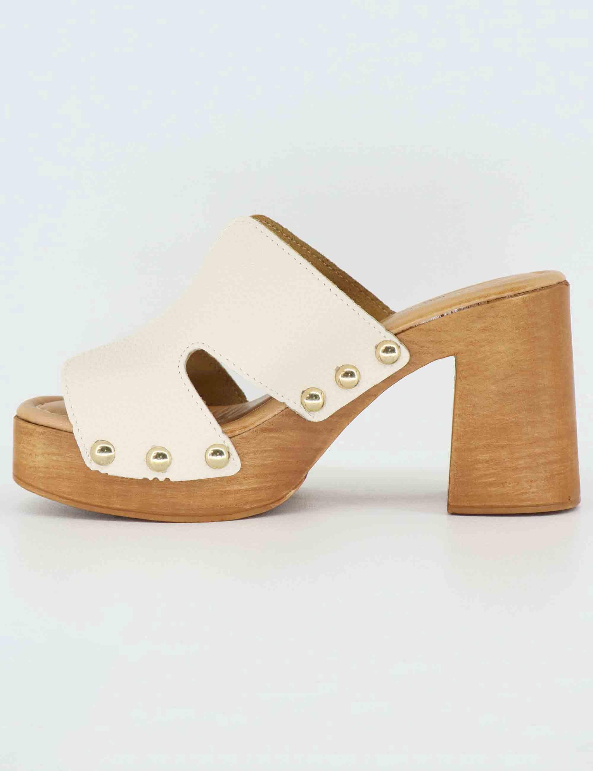 Sandali donna in pelle bianca con tacco in legno SR8484 100 Sandro Rosi 