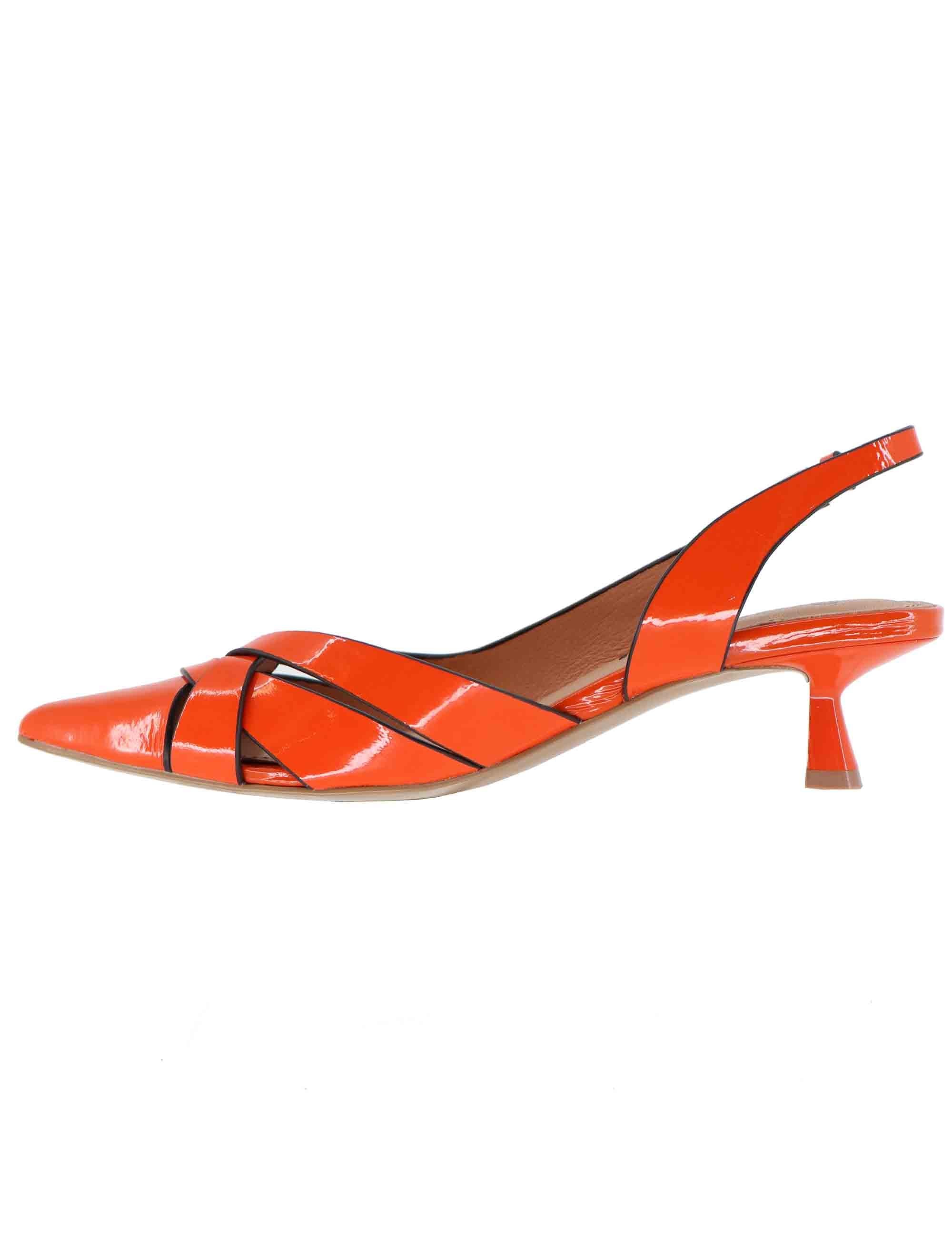 Slingback donna Nolia in pelle arancio tacco basso 632Z21VK 027 Bibi Lou 