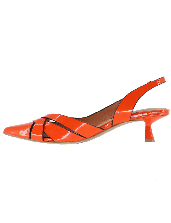 Slingback donna Nolia in pelle arancio tacco basso 632Z21VK 027 Bibi Lou 
