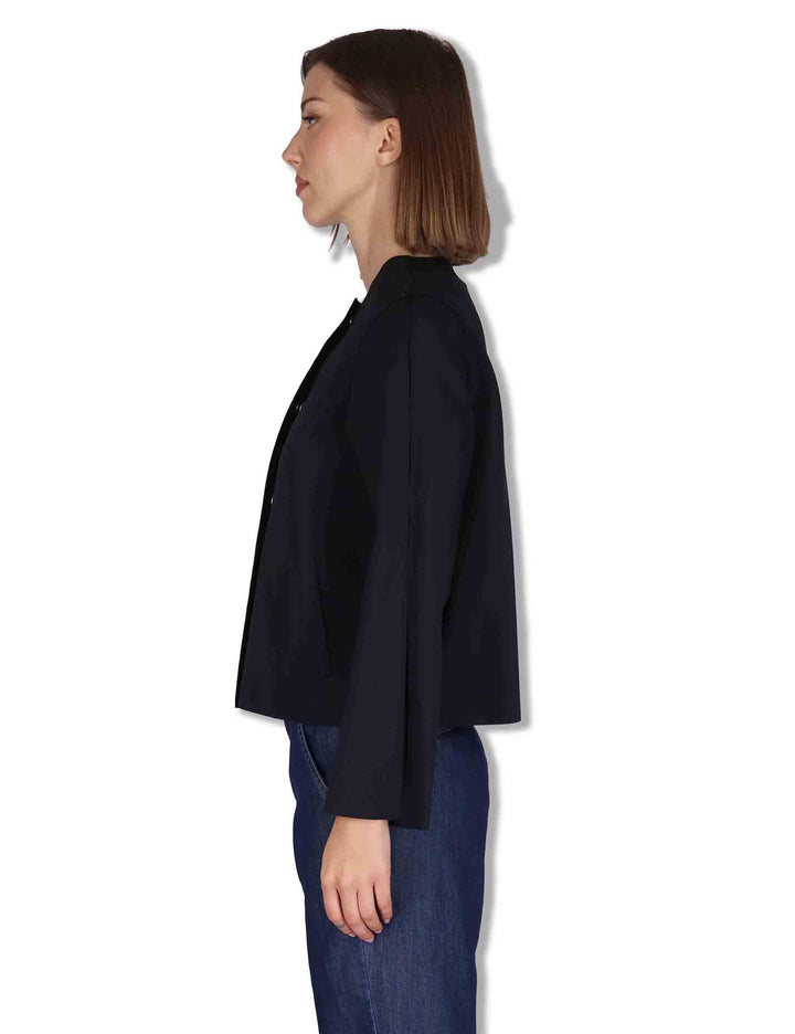 Giubbini donna in tessuto stretch nero con bottoni a scomparsa 50260008 017 Ewooluzione 