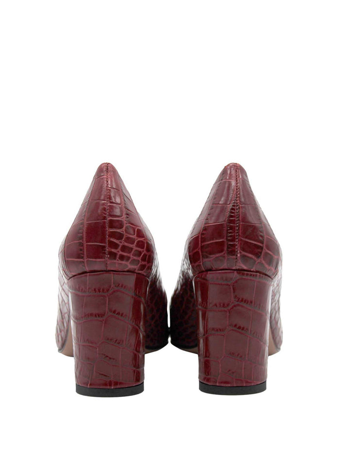 Calzature Donna Décolleté in Pelle Stampata Cocco di Colore Rosso Tacco Alto 6201S ROSSO Fru 
