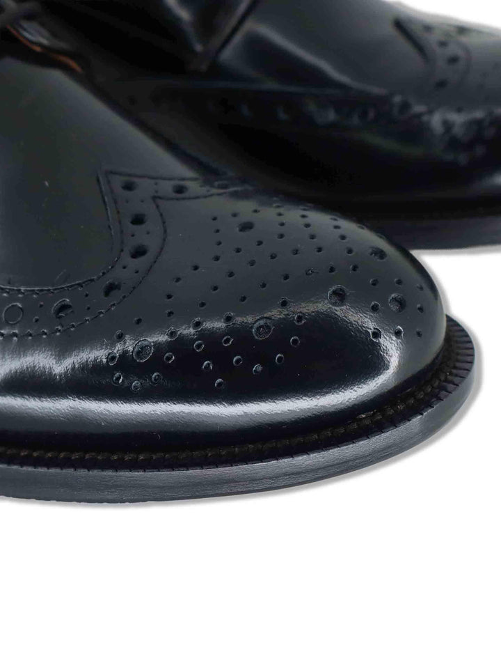 Stringate uomo in pelle nera con impunture all'inglese e suola in cuoio SPDU608 001 Spatarella 