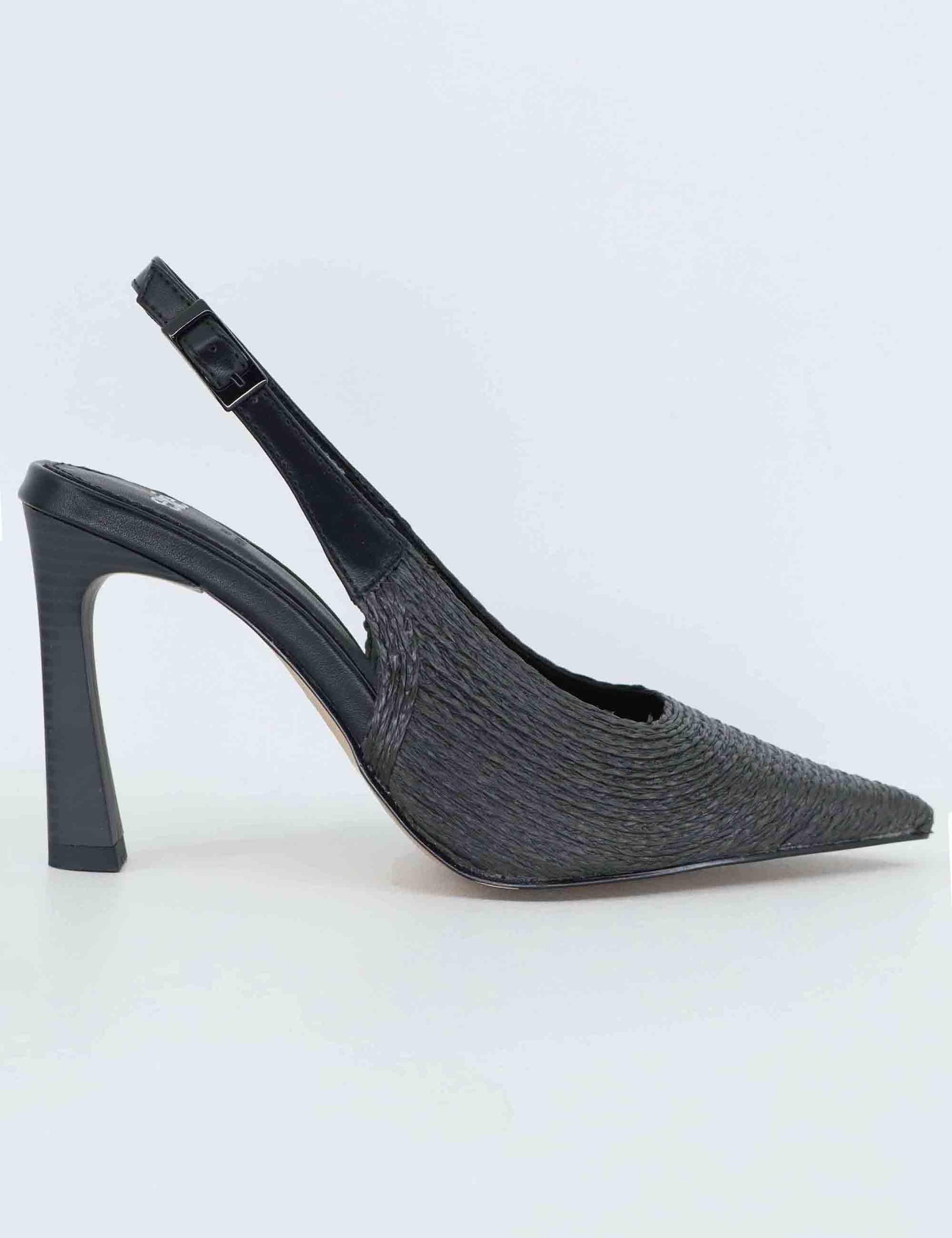 Slingback donna in rafia nera con tacco alto U47009005H23 908 Exe 