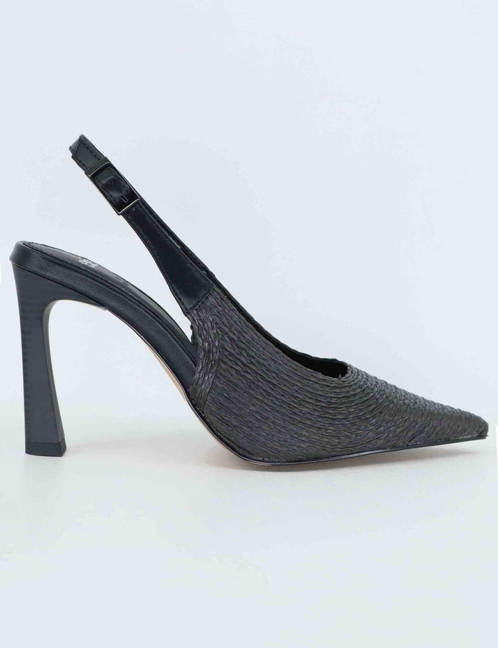 Slingback donna in rafia nera con tacco alto U47009005H23 908 Exe 