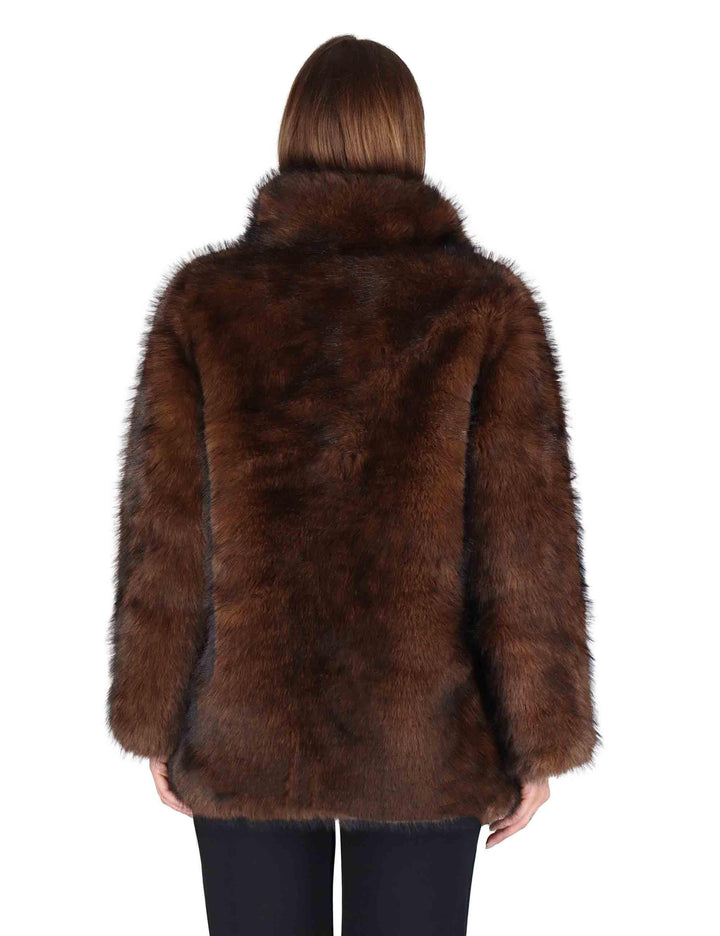 Cappotti donna in eco fur marrone SP25297 DARK BROWN Spatarella 