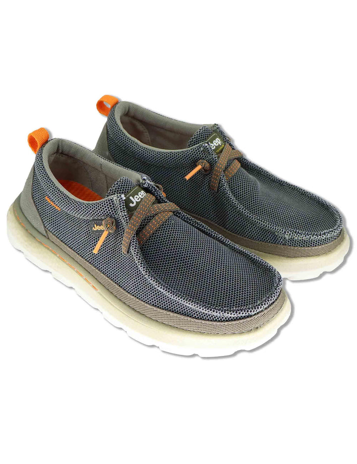 Stringate uomo Kauai Wallabee Knit in tessuto washed verde con suola in gomma JM61090A 020 Jeep 