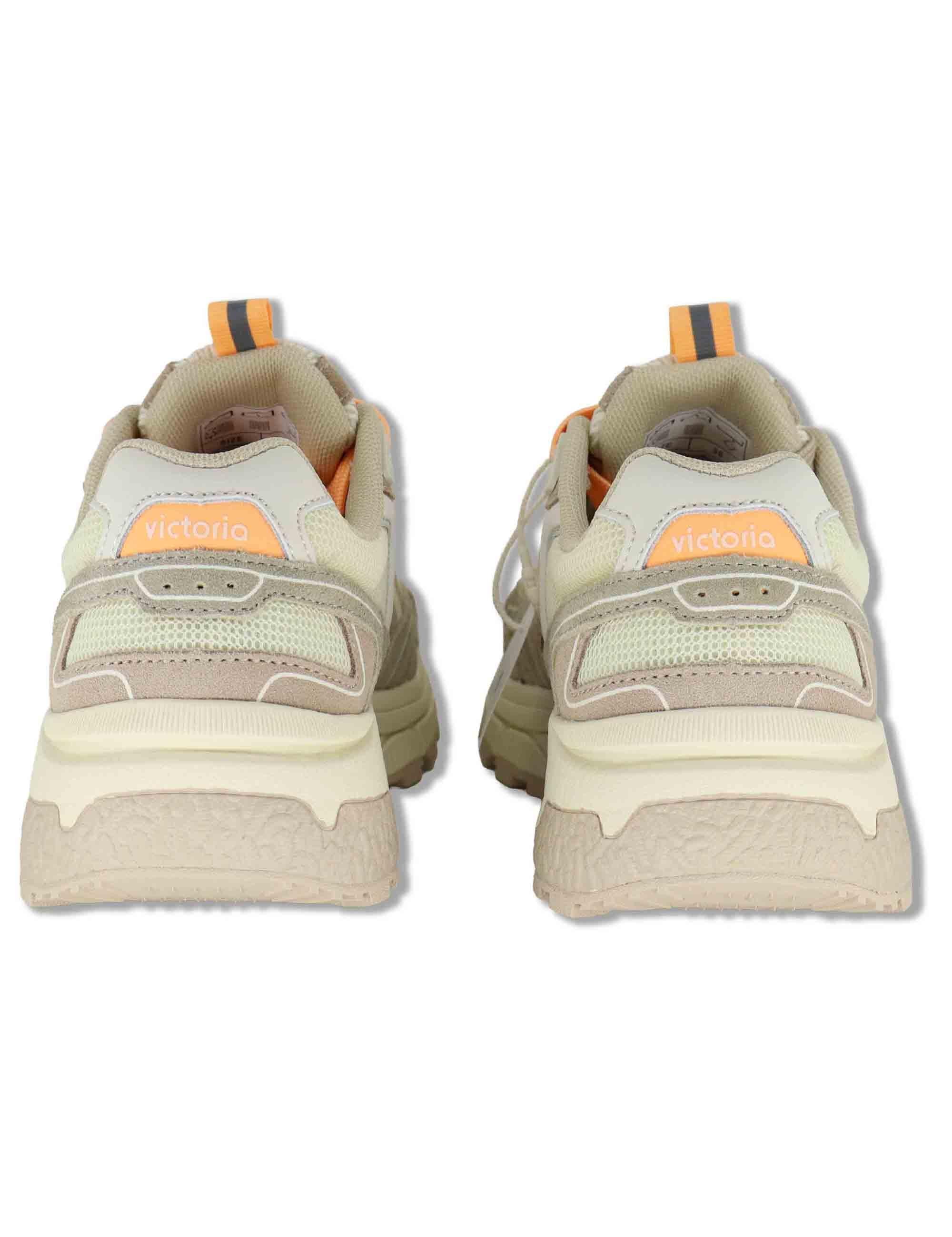 Sneakers donna Mythos in pelle e tessuto beige con suola alta e sportiva 8809104 80_Beige Victoria 