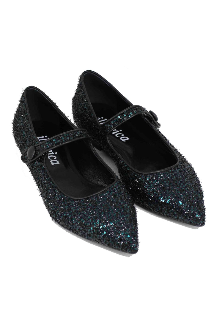 Ballerine donna in tessuto glitter verde 2029 002 illogica 
