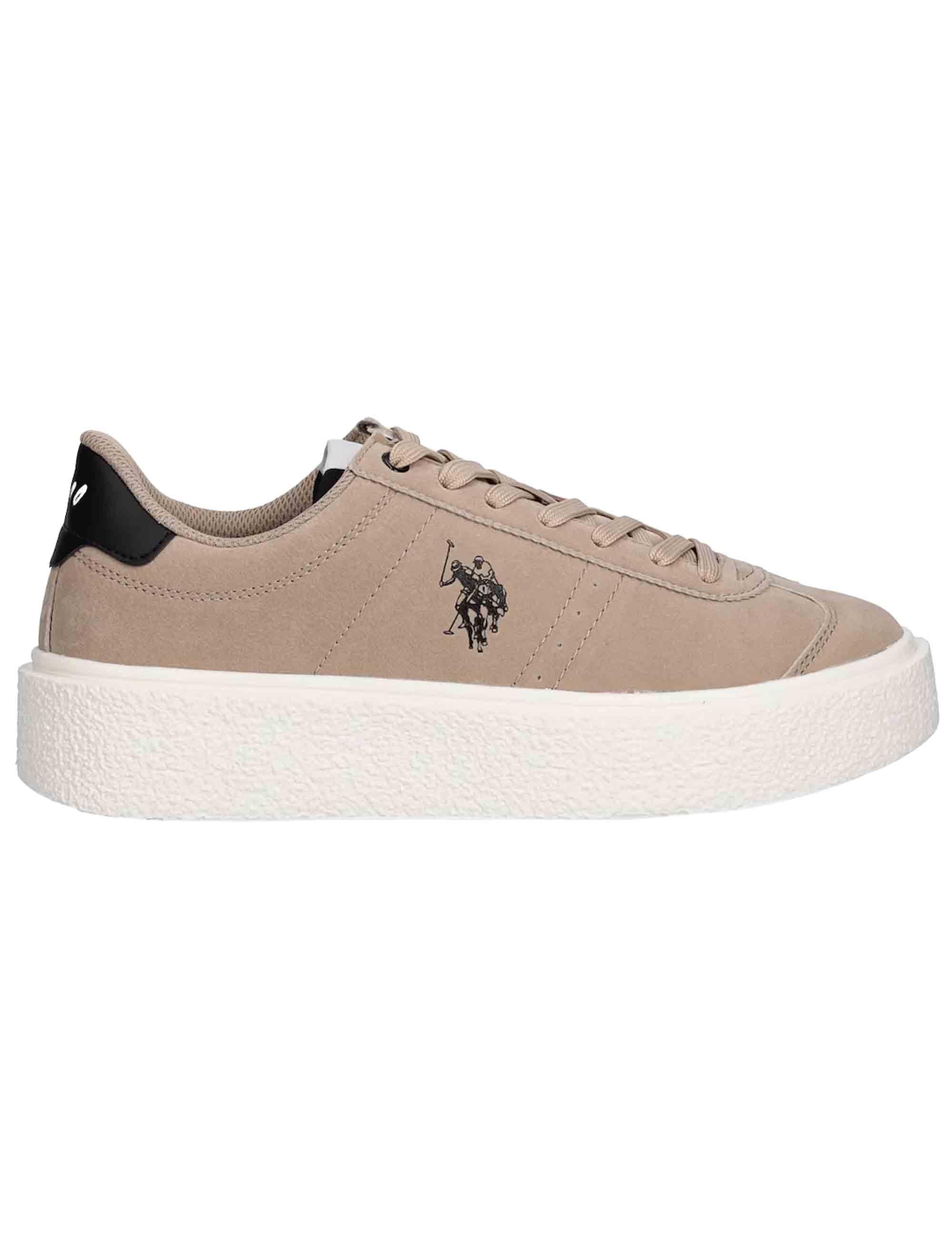 Sneakers donna in eco pelle beige con logo e suola alta in gomma JODY002 BEI U.S. Polo Assn. 