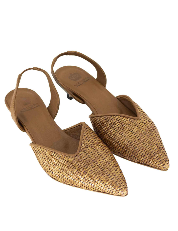 Slingback donna in pelle cuoio e rafia CH2533/RT 014 L'Arianna 