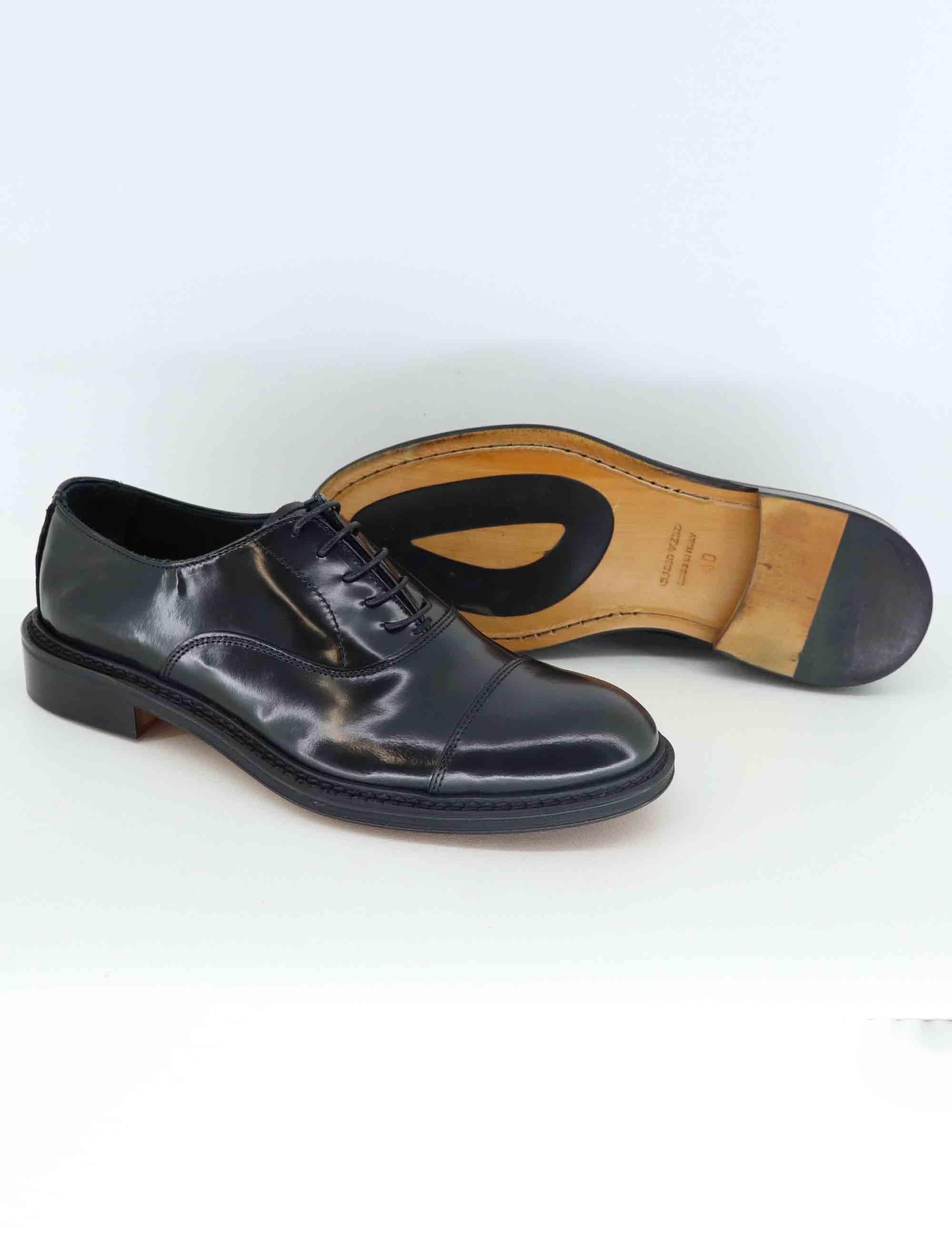 Stringate uomo in pelle nera con suola in cuoio SP15401 001 Spatarella 