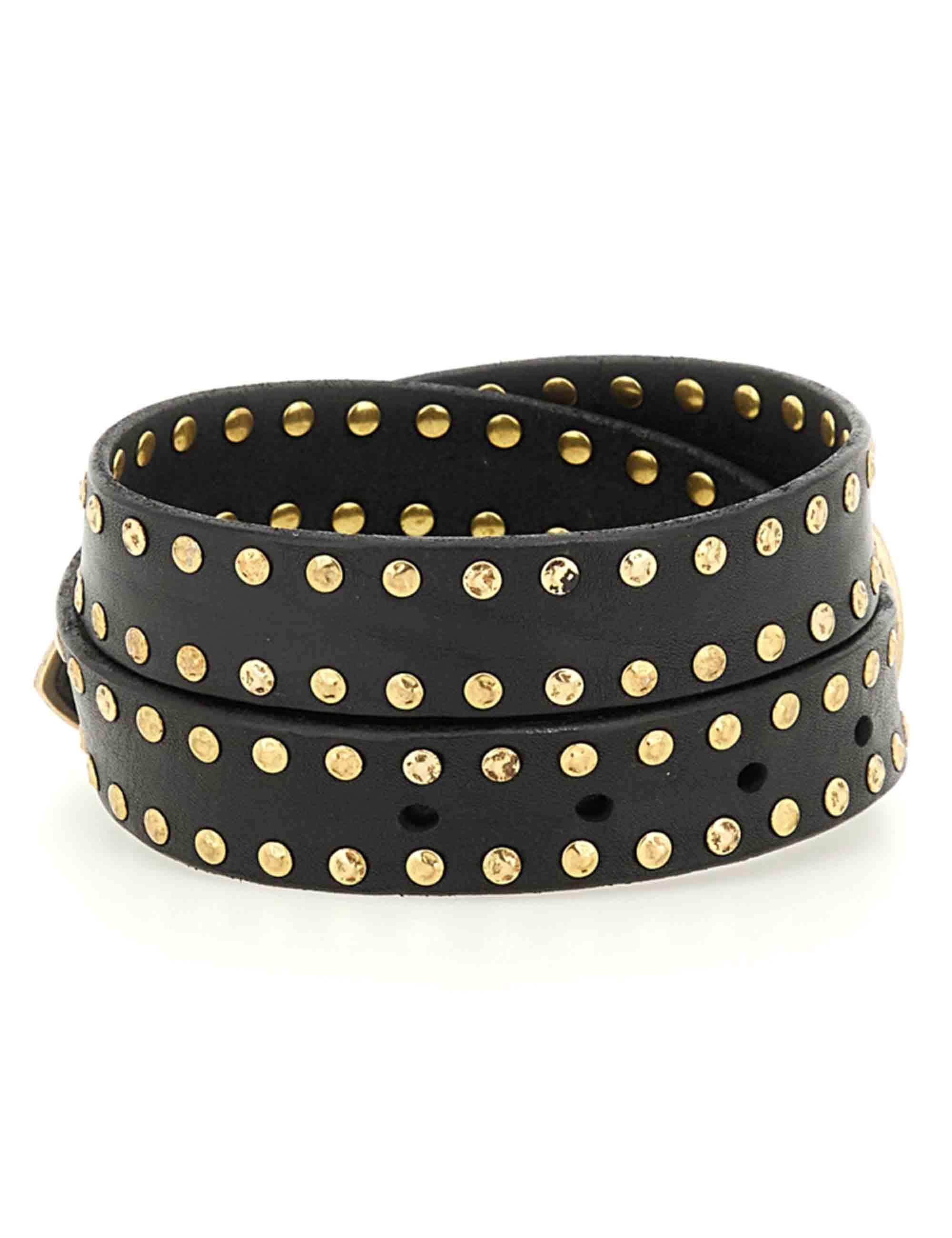 Cinture donna in pelle nera con borchie oro C041460ND X0007 C0001 Campomaggi 