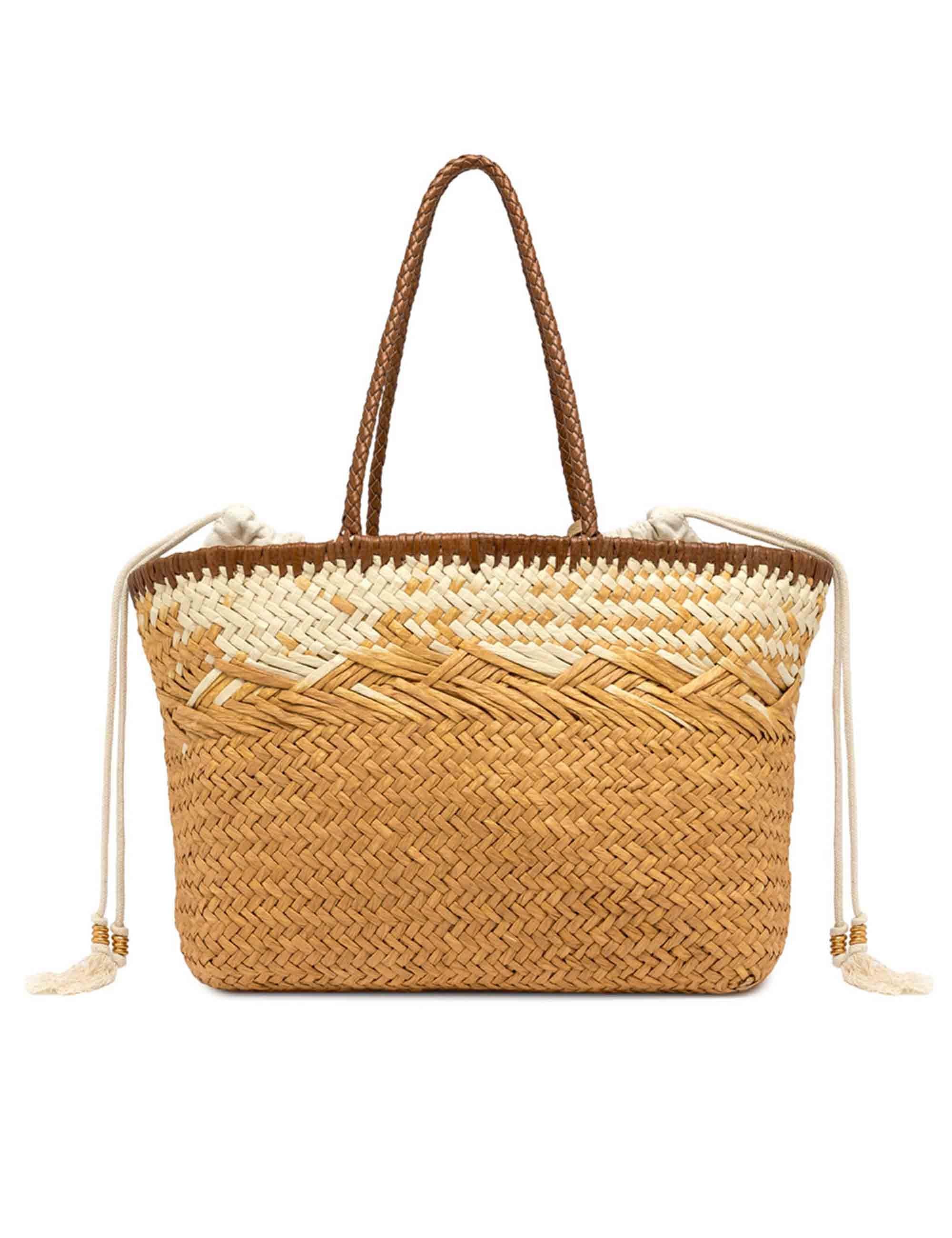 Borse donna Paloma in paglia intrecciata naturale manici in pelle e chiusura coulisse BS11312 COMM STRAWINT 064 Gianni Chiarini 