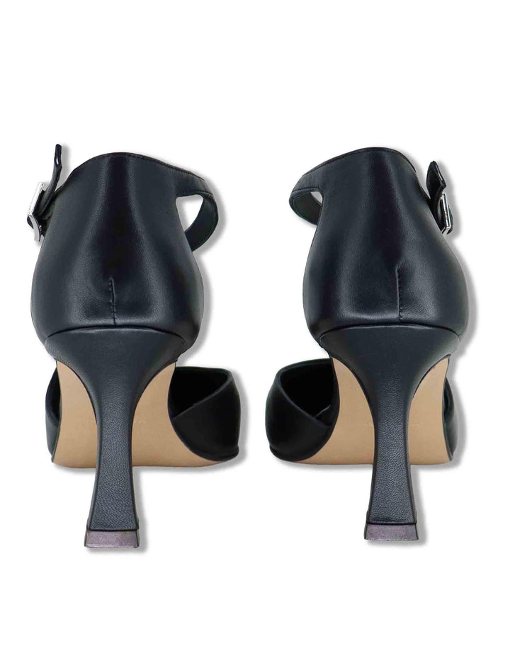 Decollete donna Mary Jane in pelle nera con cinturino obliquo tacco alto A102 001 Tattoo 