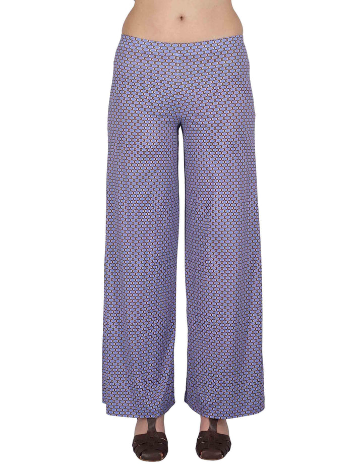 Pantaloni donna Palazzo Trousers in jersey stretch lilla a fantasia JFAPN0001-E2771-1267 6090 Justmine 