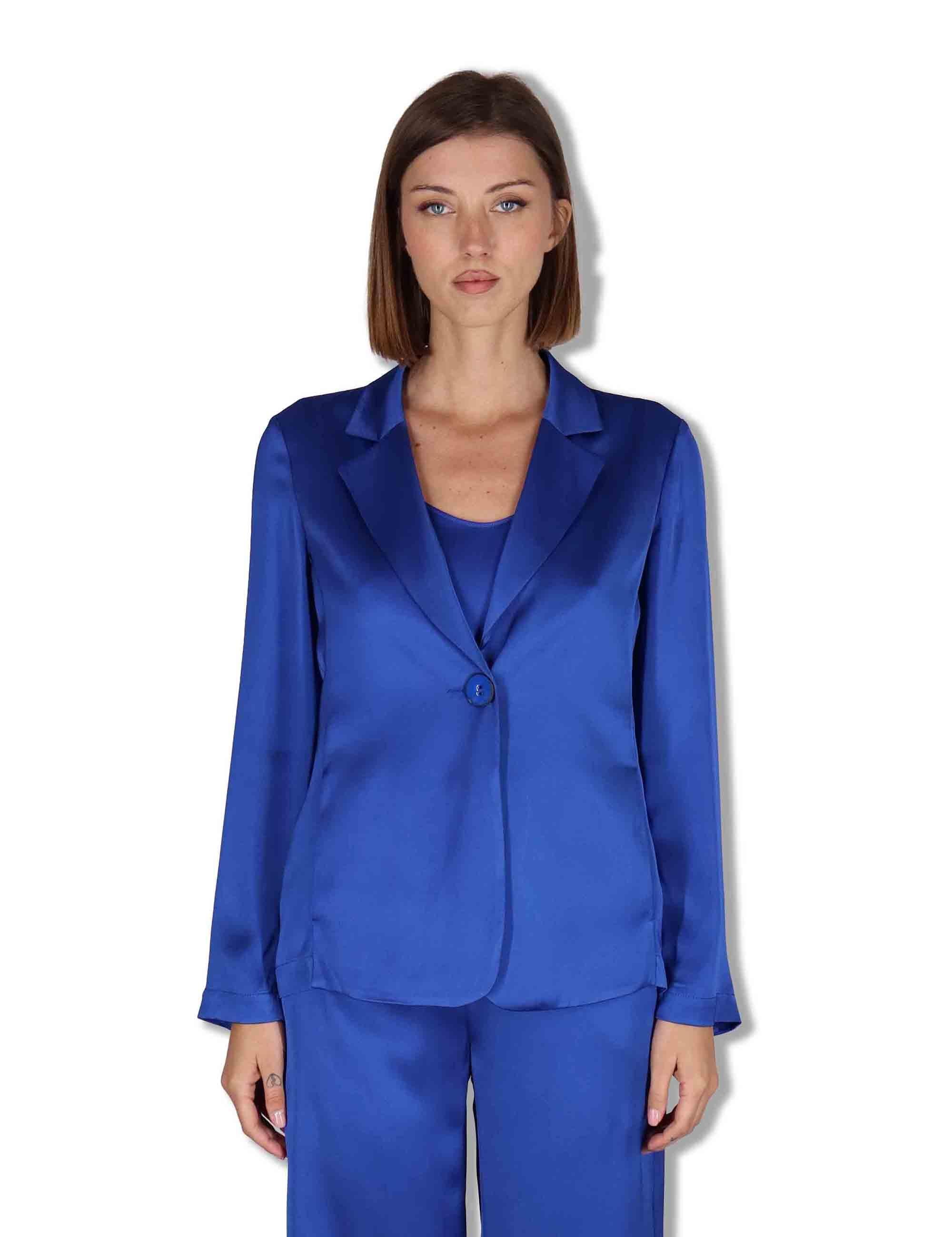 Giacche donna Shiny in cady blu monopetto JD648250631 80059 Maliparmi 