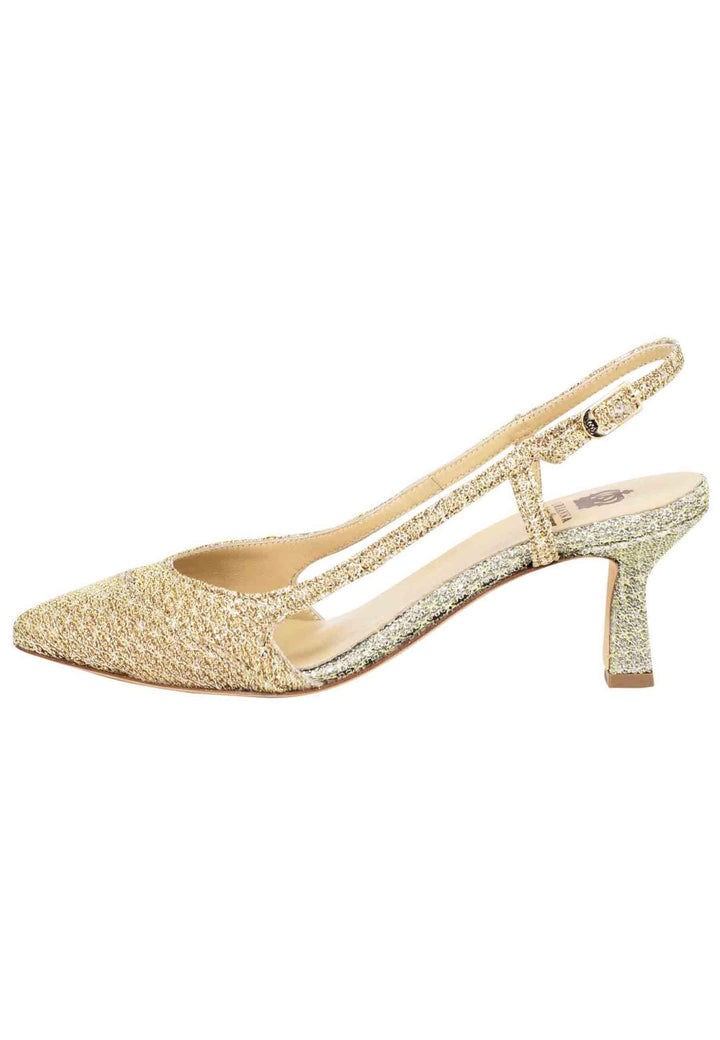 Decollete slingback donna in tessuto platino e oro CH1603/RT 612 L'Arianna 