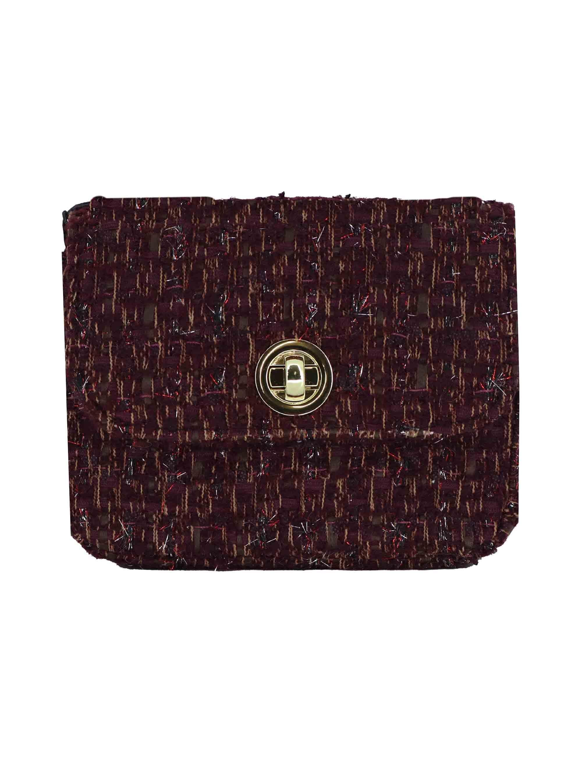 Pochette in tessuto Bordeuax con tracolla oro Donna URIEL PAM