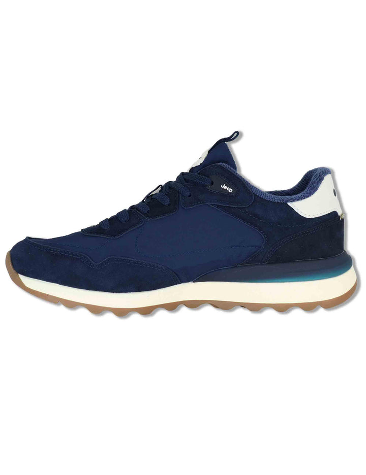 Sneakers uomo Jara in pelle e nylon blu con suola leggera JM61020A 016 Jeep 