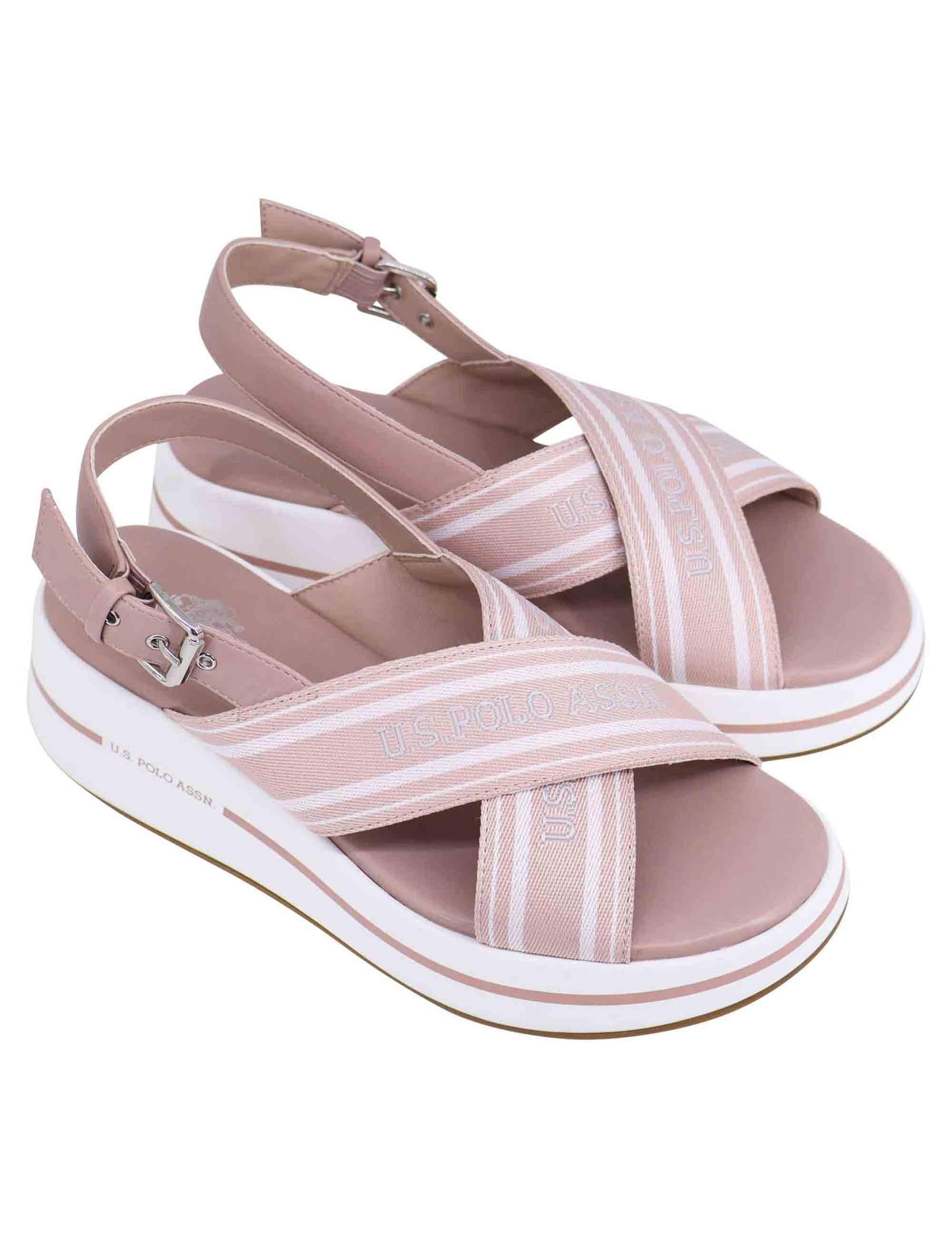 Sandali slingback donna in tessuto nude con zeppa in gomma GLORY008 NUD003 U.S. Polo Assn. 