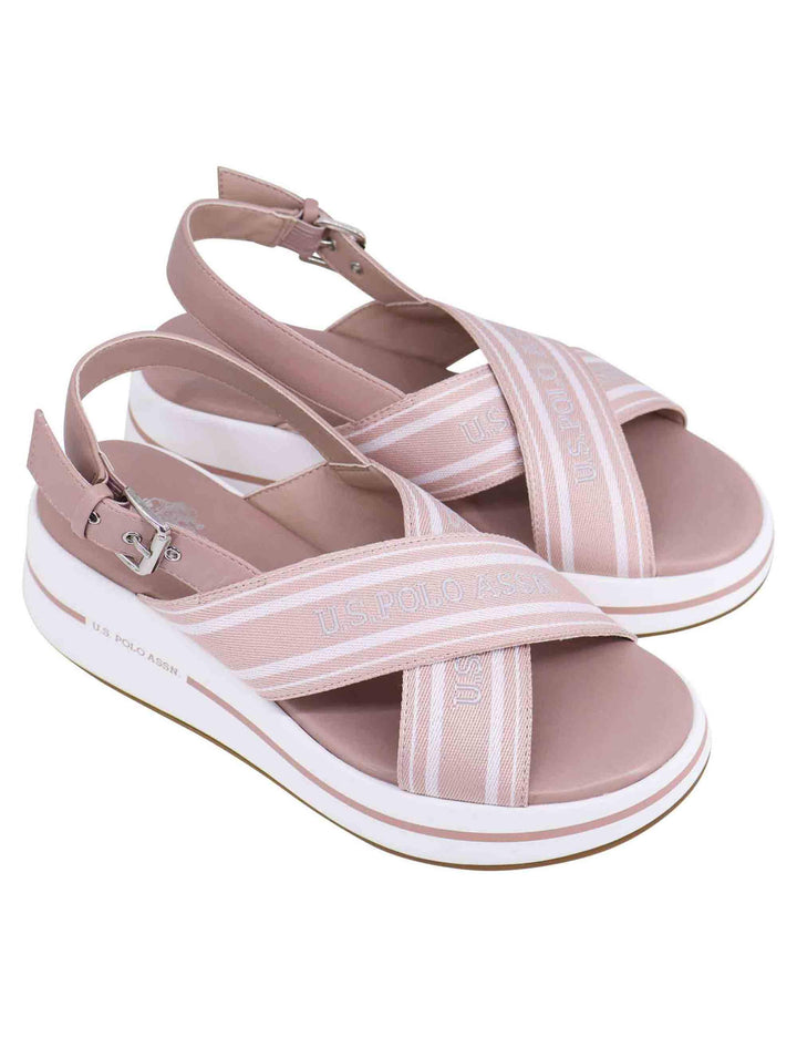 Sandali slingback donna in tessuto nude con zeppa in gomma GLORY008 NUD003 U.S. Polo Assn. 
